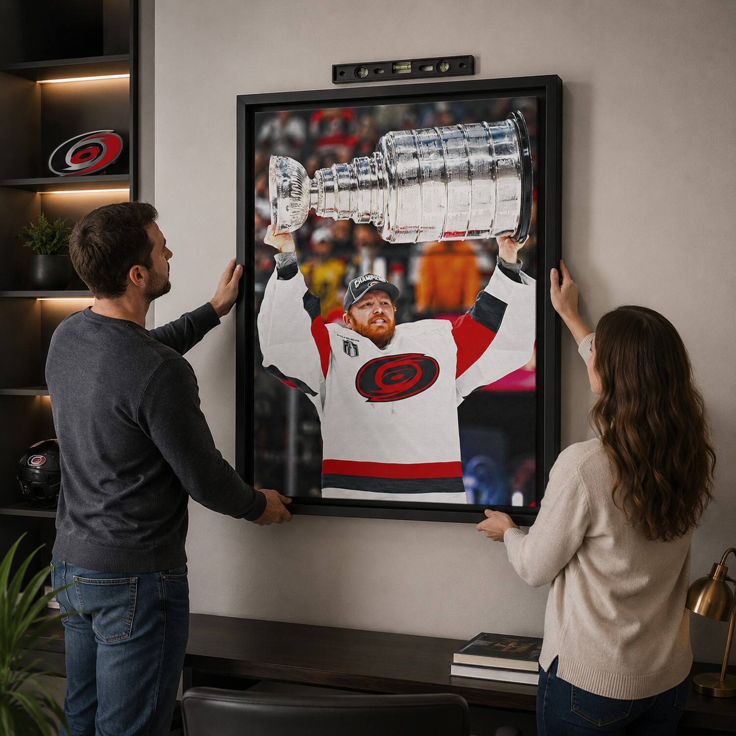 Frameworth 22.5" x 31.5" Licensed Frederik Andersen Hurricanes 2026 Champions Framed Canvas
