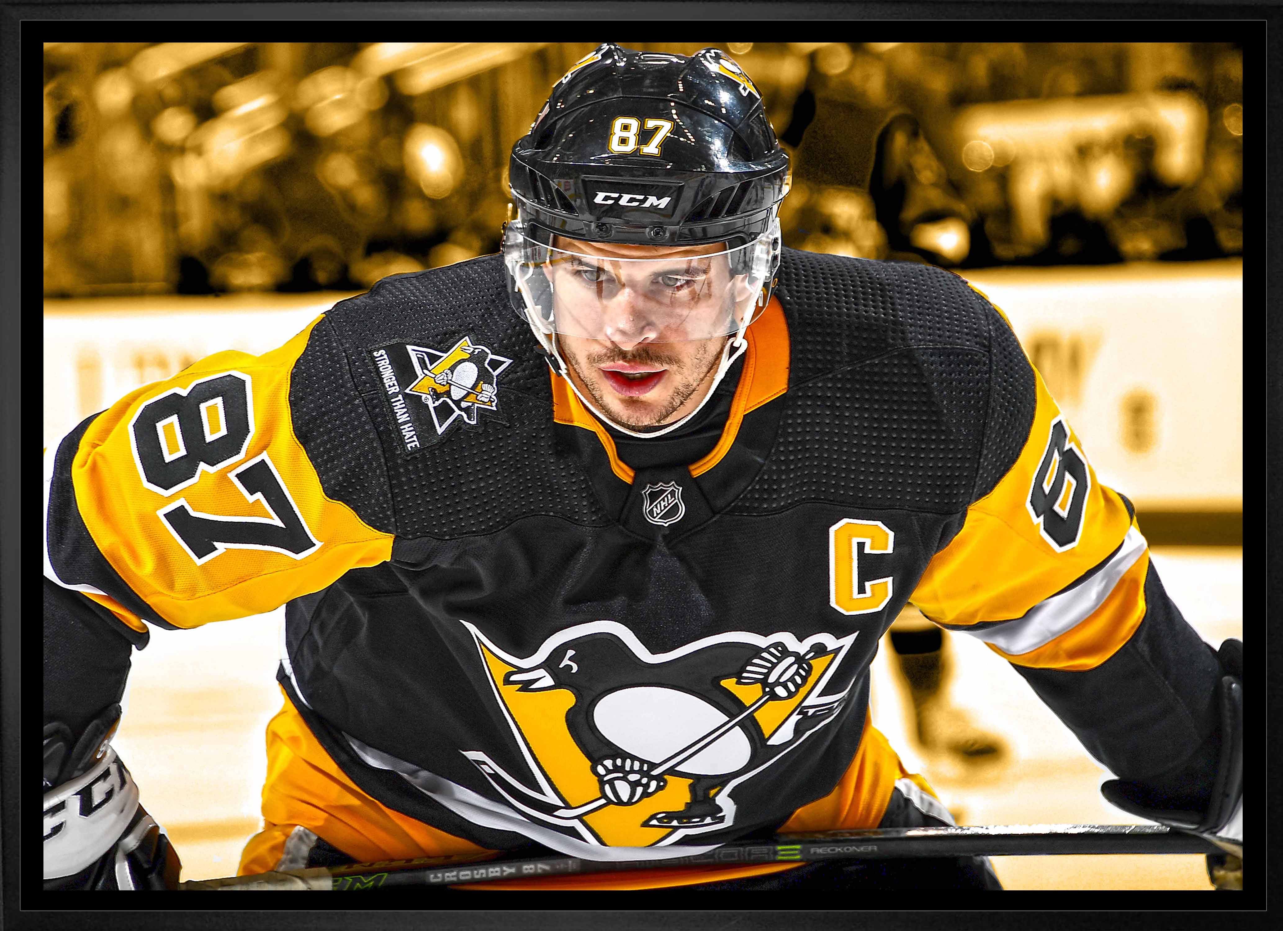 Sidney Crosby Pittsburgh Penguins Framed 20" x 29" Face-Off Close-Up Canvas 31.5" x 22.5"