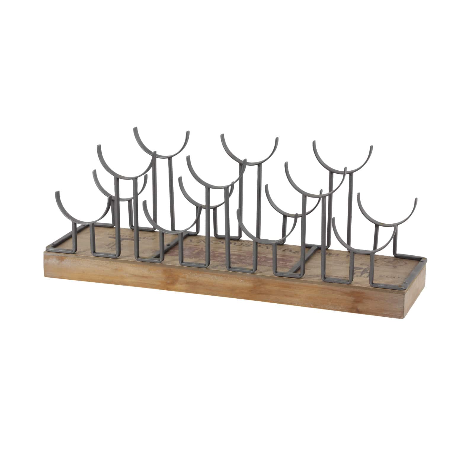 26" Brown Metal Industrial Wine Holder
