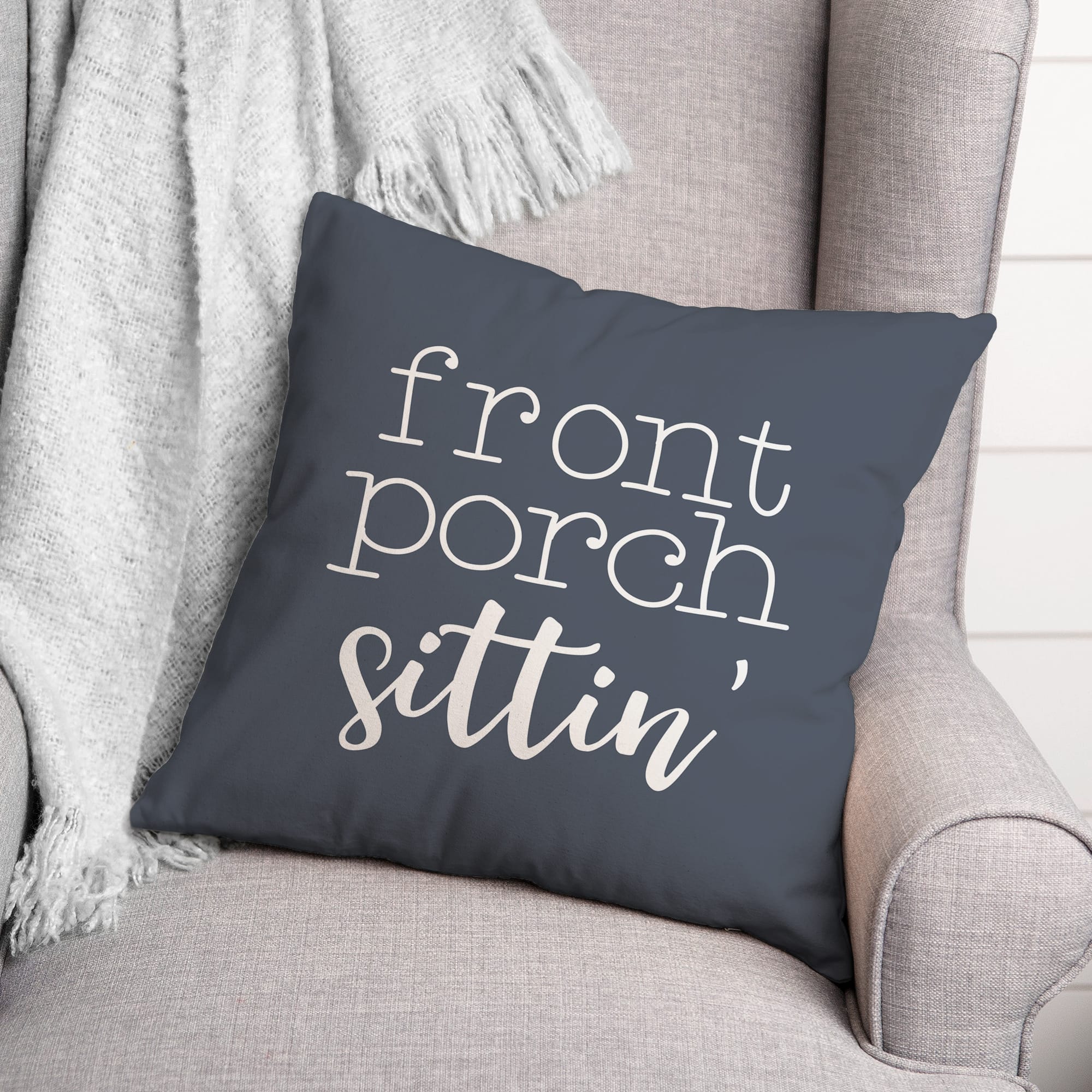 18" Front Porch Sittin' Throw Pillow