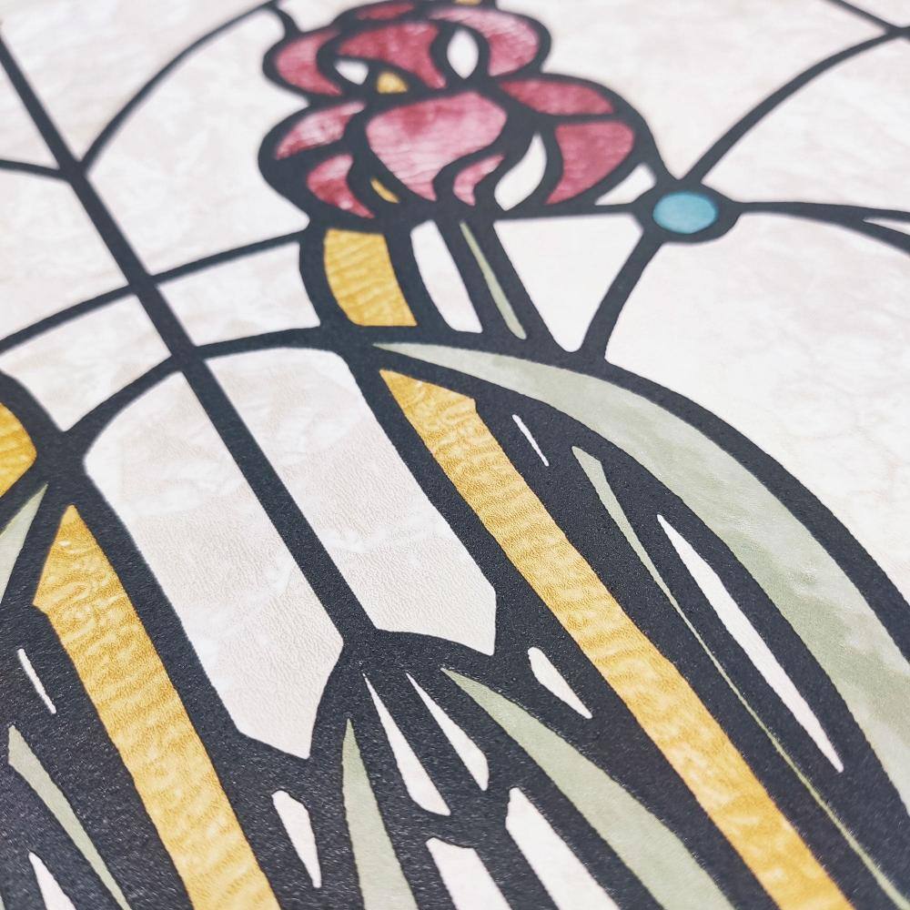 Designs Direct Floral Stained Glass Flower Wallpaper