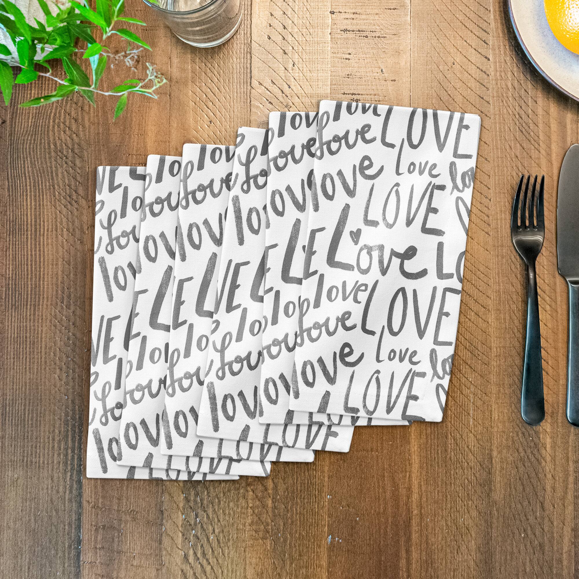 Love Typography 10" x 10" Cotton Twill Napkin