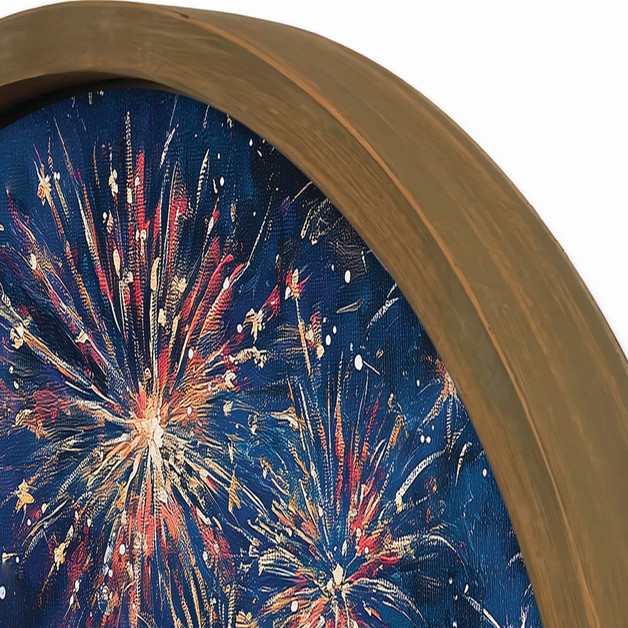 20" Goldens Watching Fireworks Round Framed Print