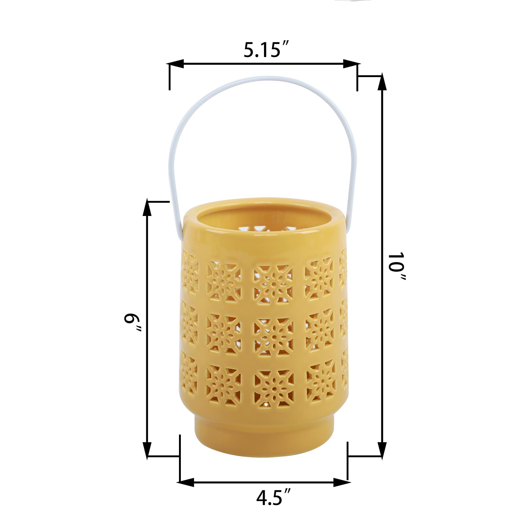 Flora Bunda® 6.25" LED Pieced Star Ceramic Lantern