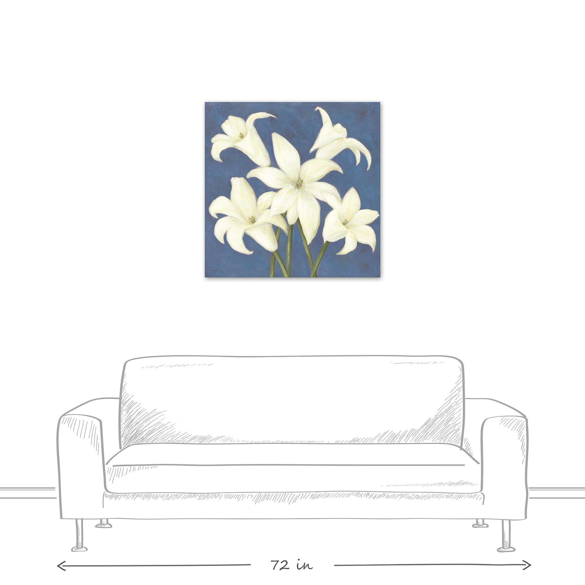 Lilies on Blue Canvas Wall Art