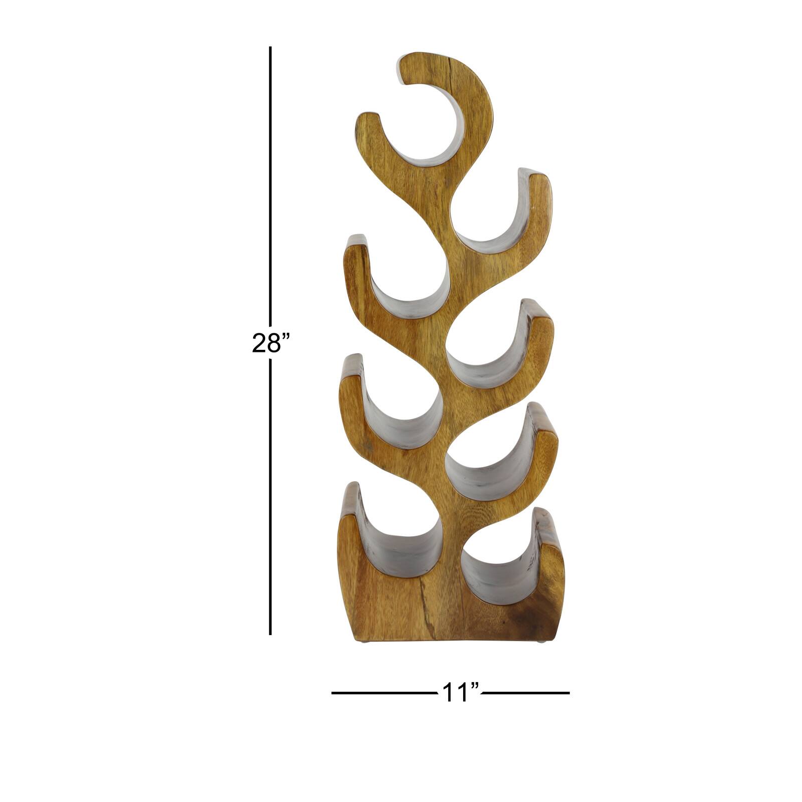 28" Brown Wood Rustic Wine Holder Rack