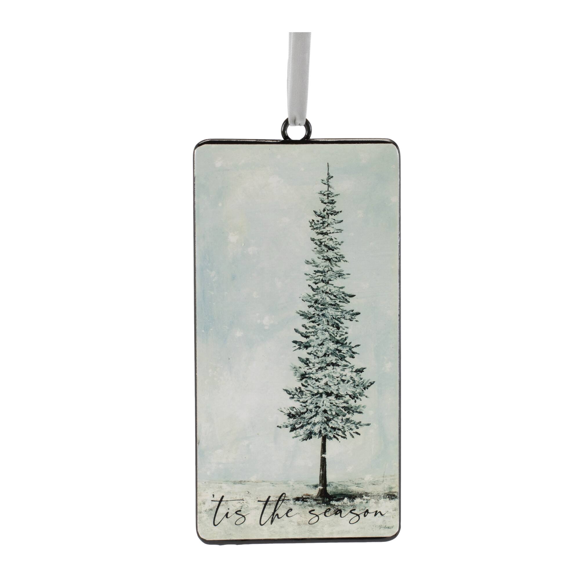 Blue & Green “Tis the Season” Pine Tree Christmas Ornaments, 12ct.