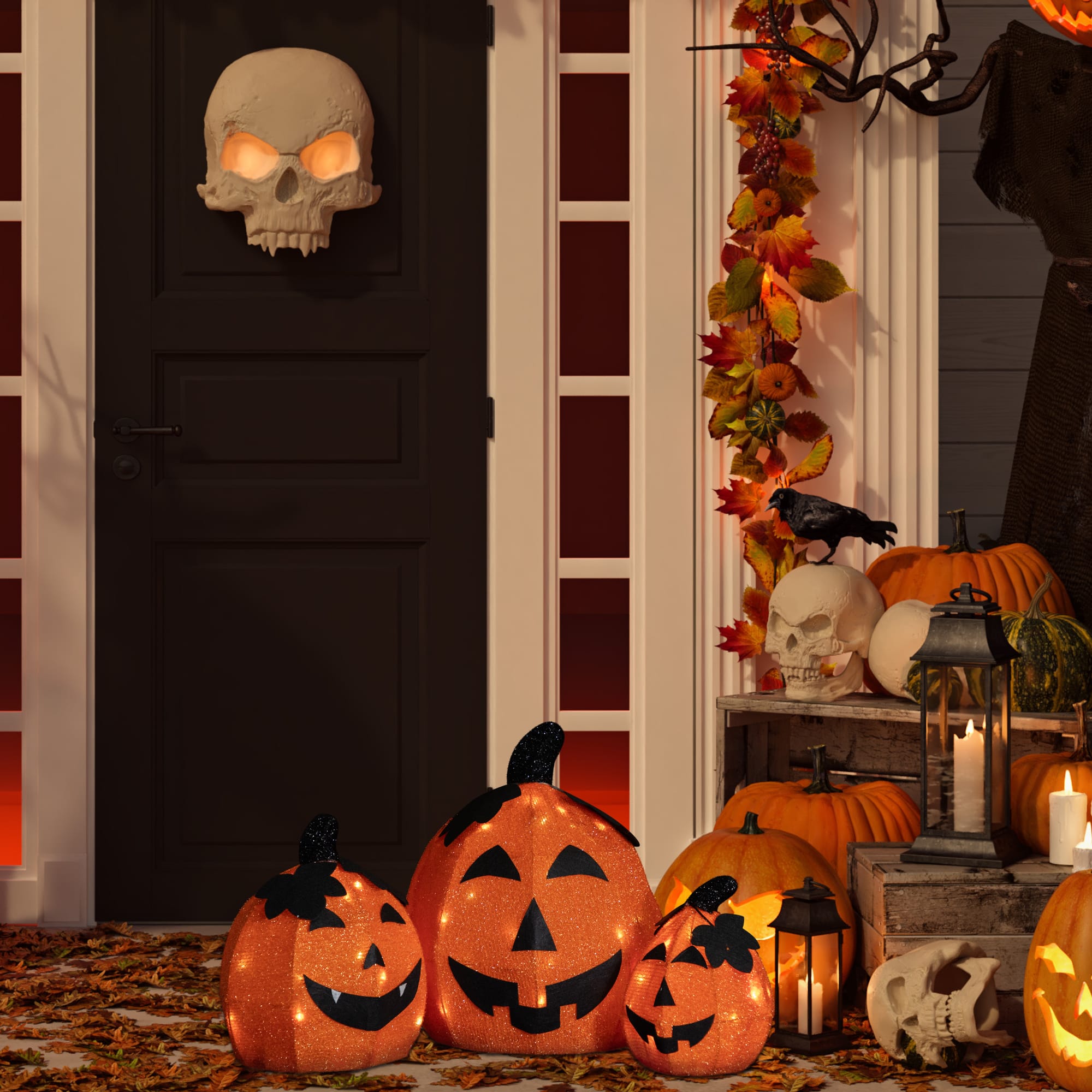 LED Lighted Jack O' Lantern Outdoor Halloween Decoration Set