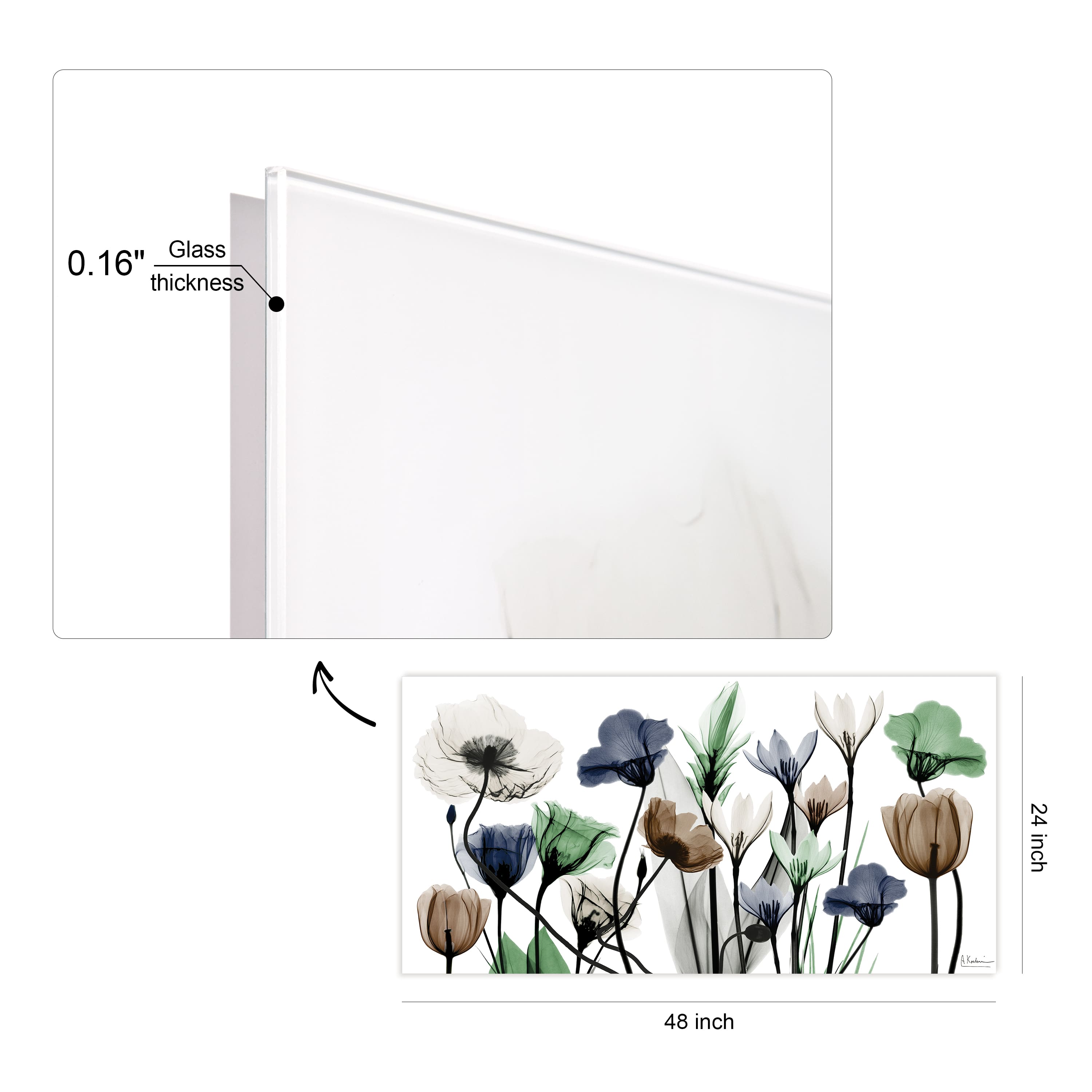 Empire Art Direct 24" x 48" Floral Landscape Frameless Free Floating Printed Tempered Glass Wall Art