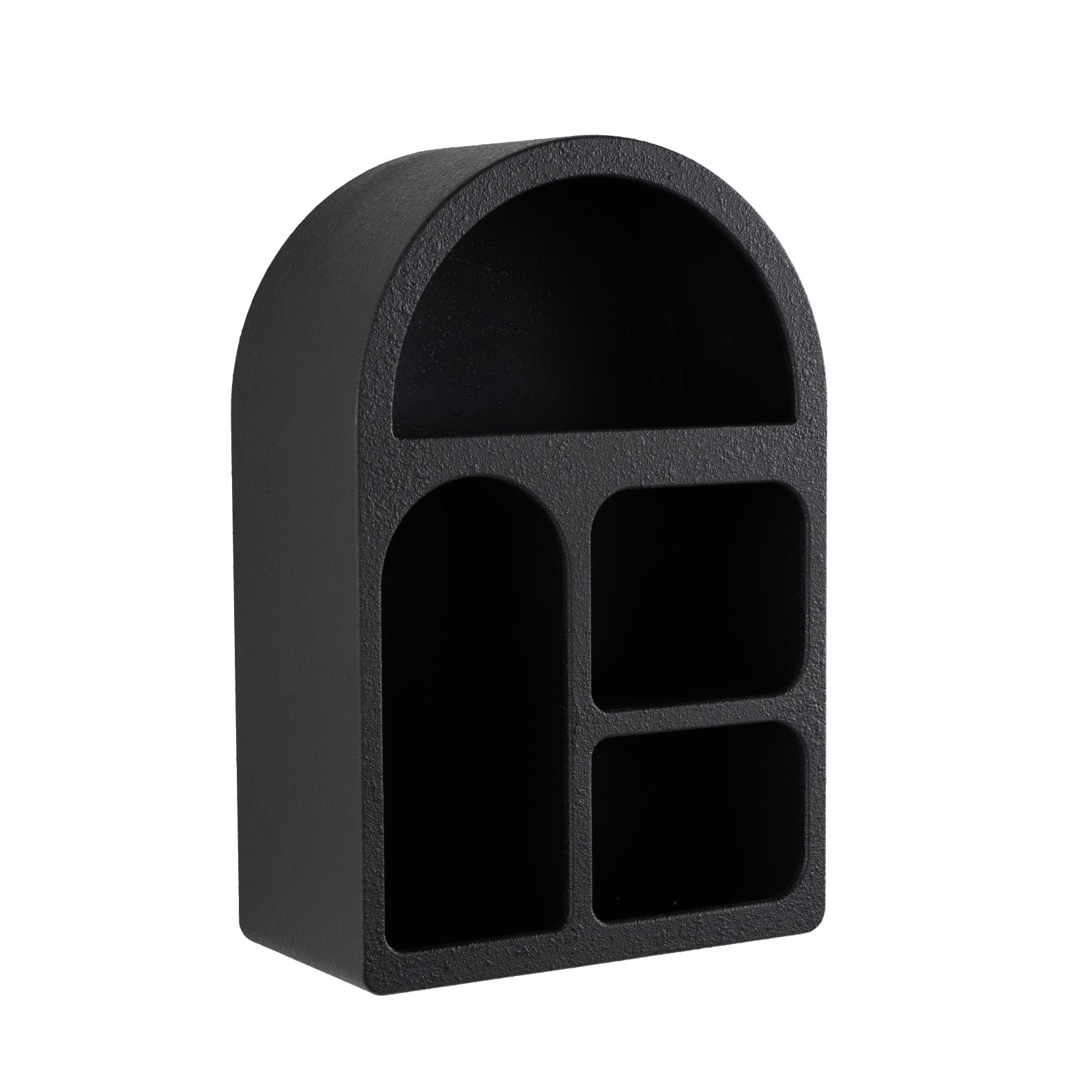 16" x 24" Black Wood Geometric 4 Wall Shelf
