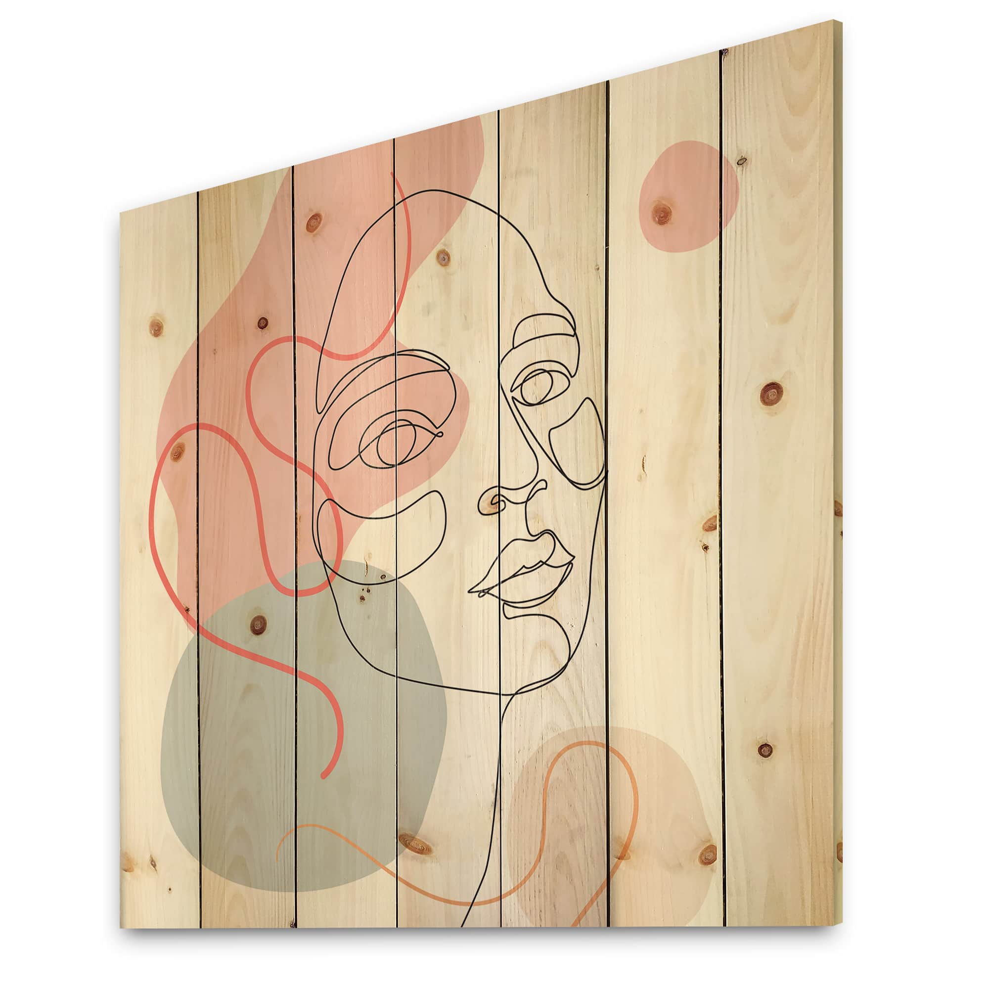 Designart - One Line Drawing of Young Woman In Pastel Tones