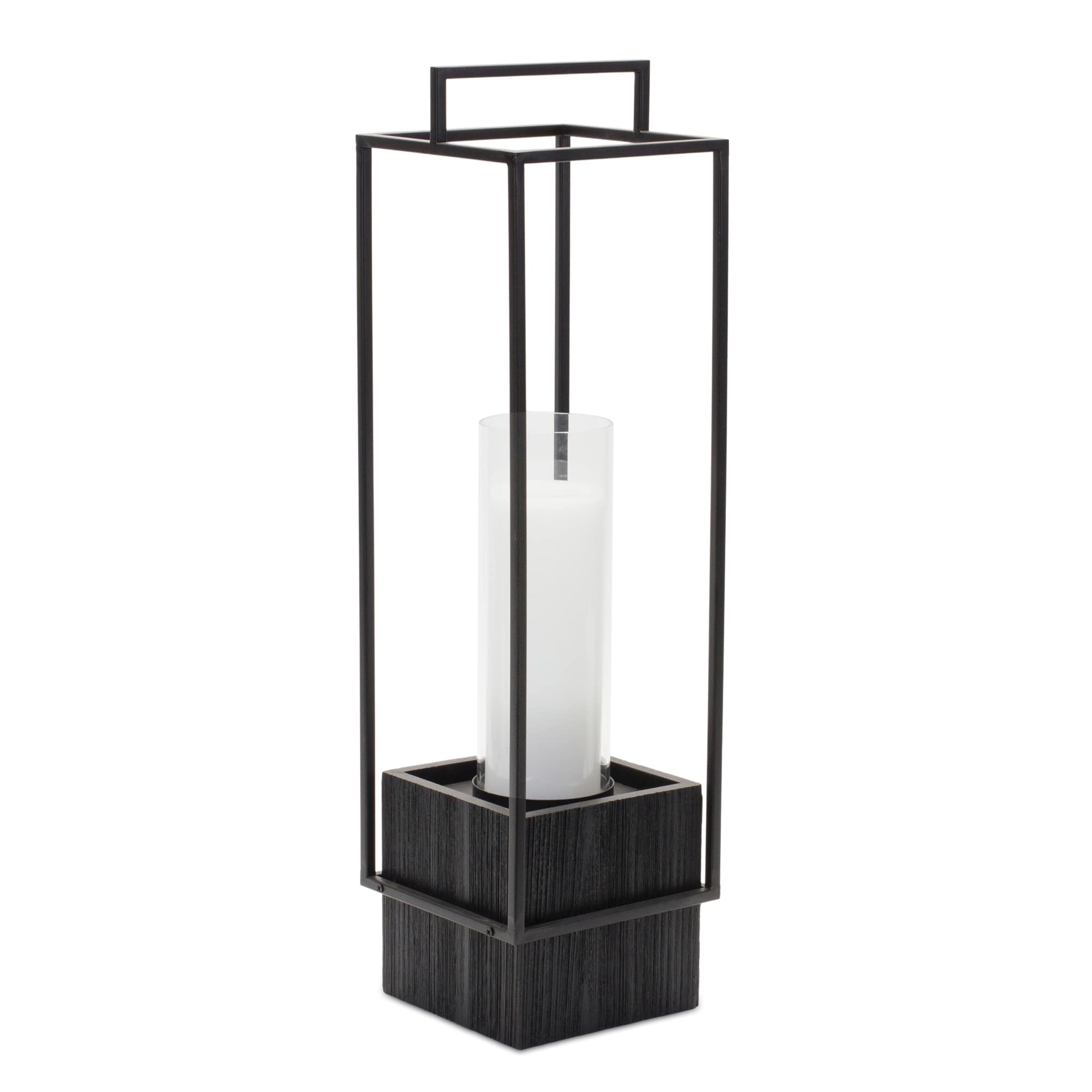 24" Wood Candle Holder with Metal Frame