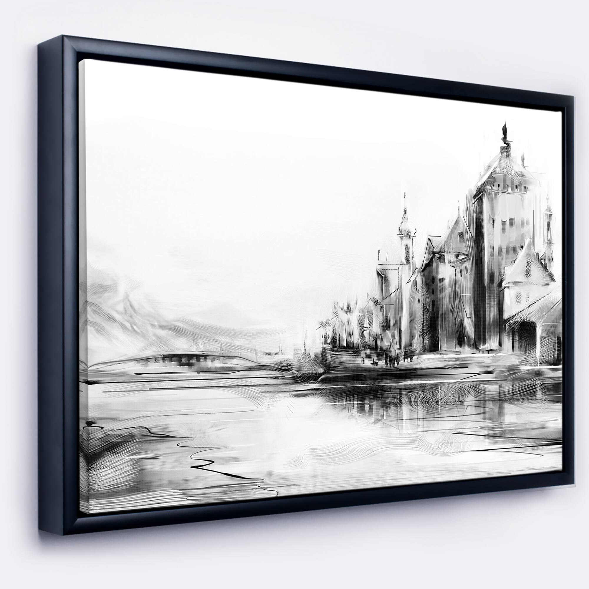 Designart - Zurich in Afternoon Sunlight - Cityscape Canvas Art Print in Black Frame