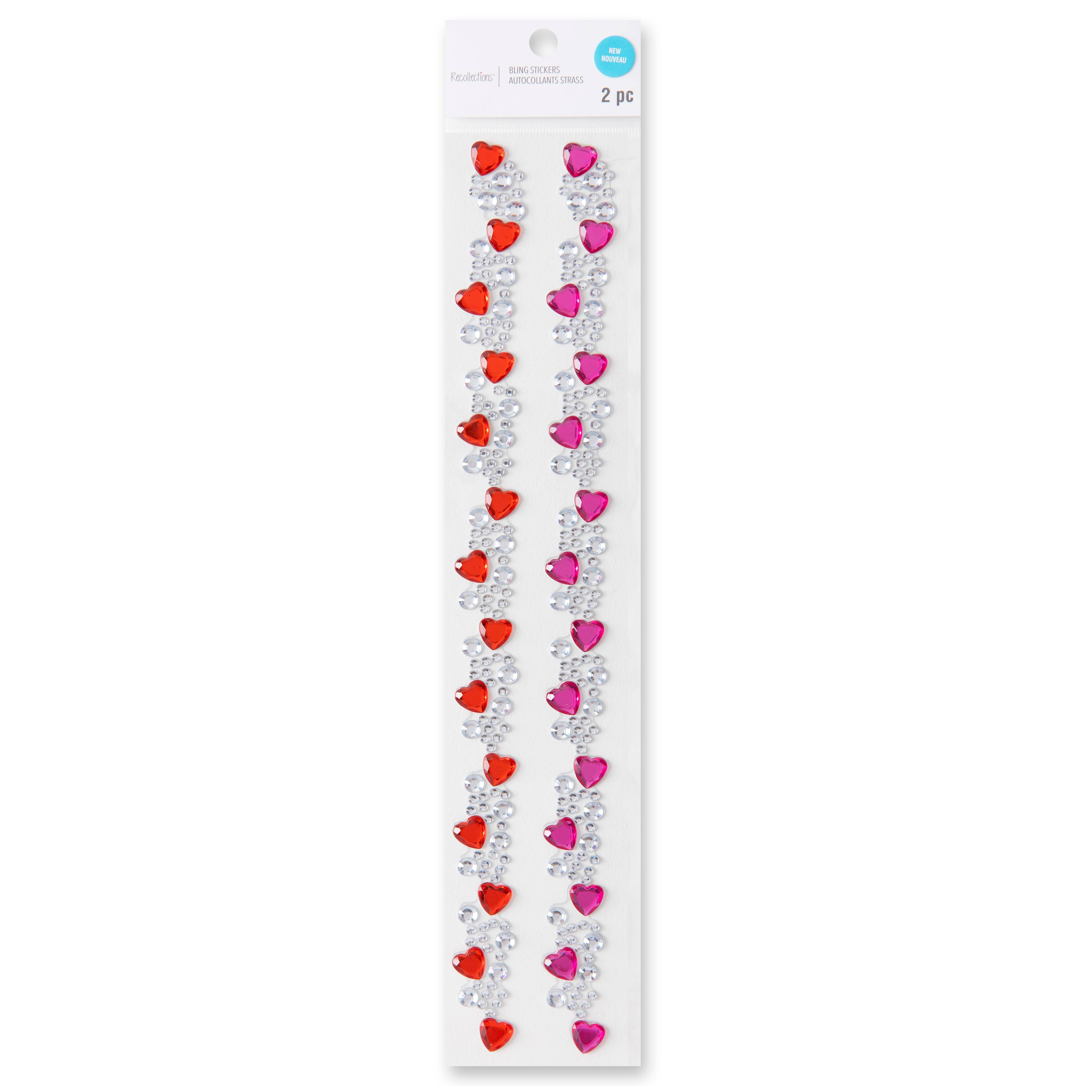 12 Packs: 2 ct. (24 total) Hearts Strip Bling Stickers by Recollections™