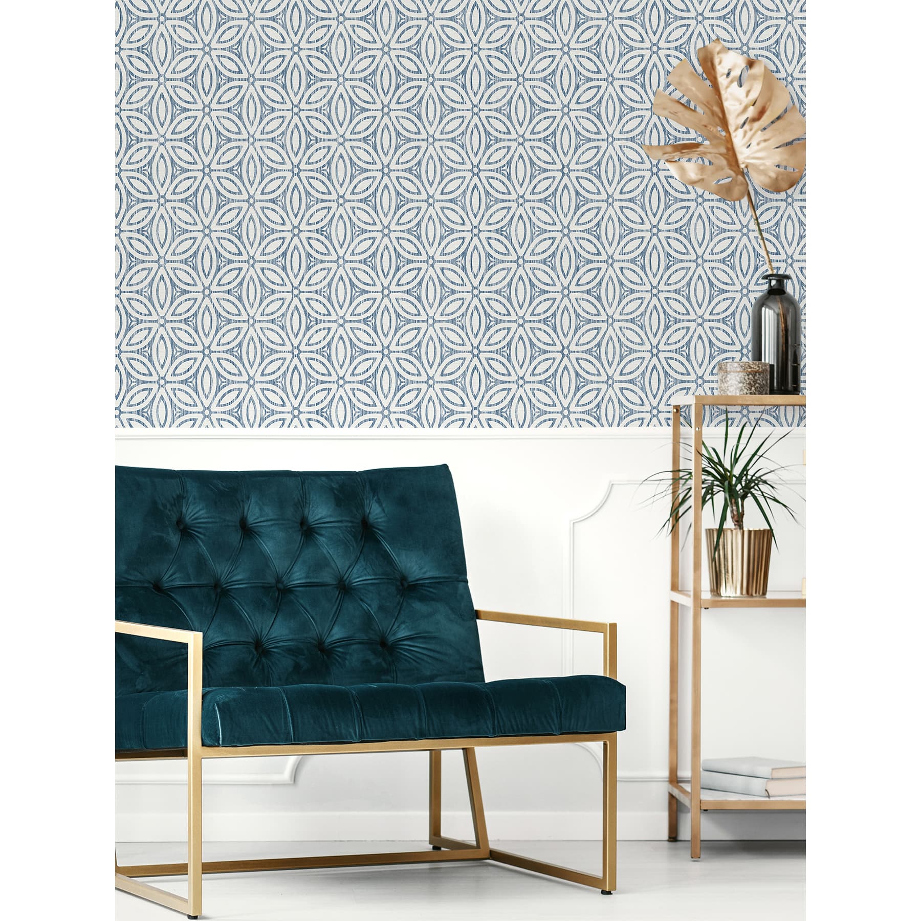 NuWallpaper Blue Hepatica Petal Peel & Stick String Wallpaper