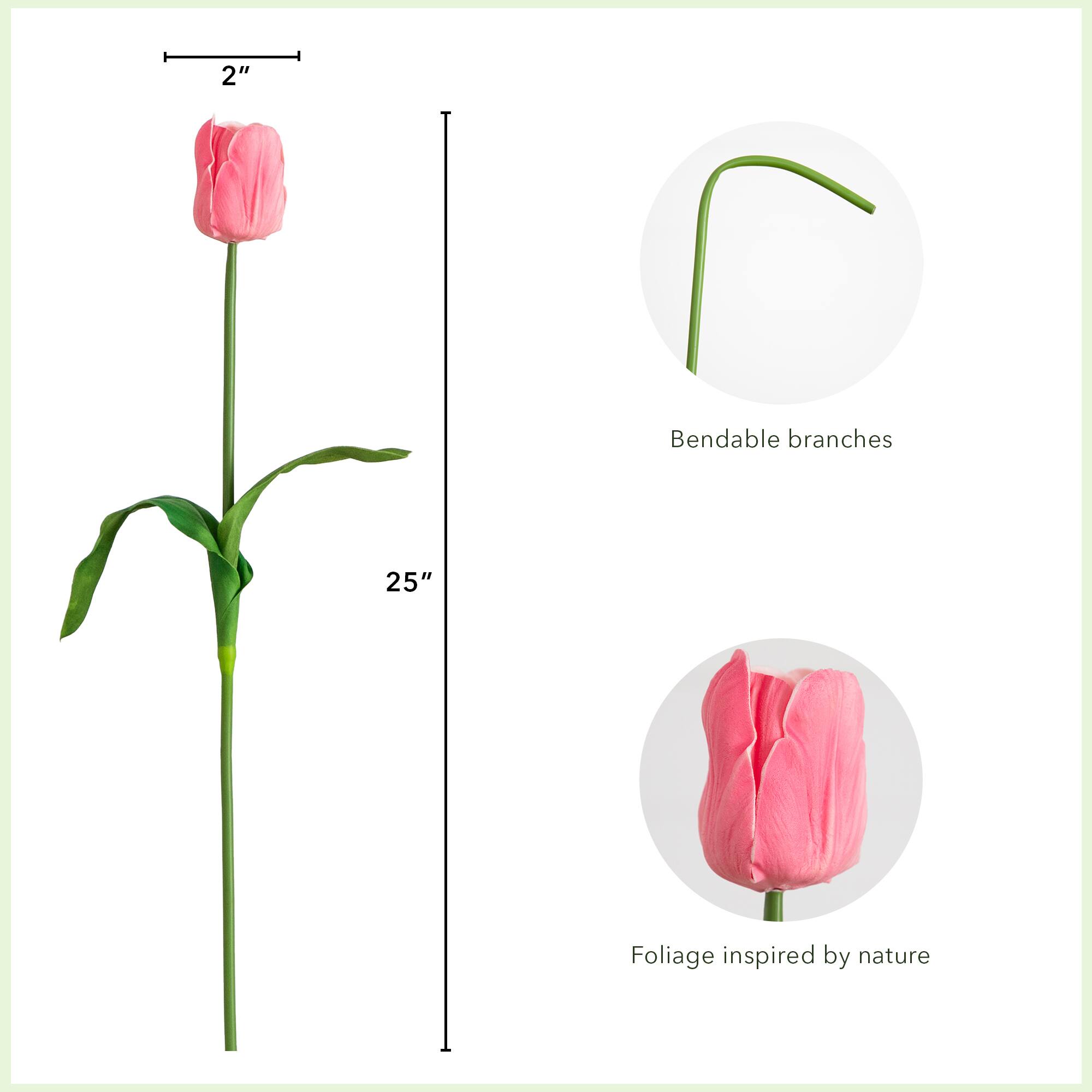 25" Pink Tulip Flower Stems, 3ct.