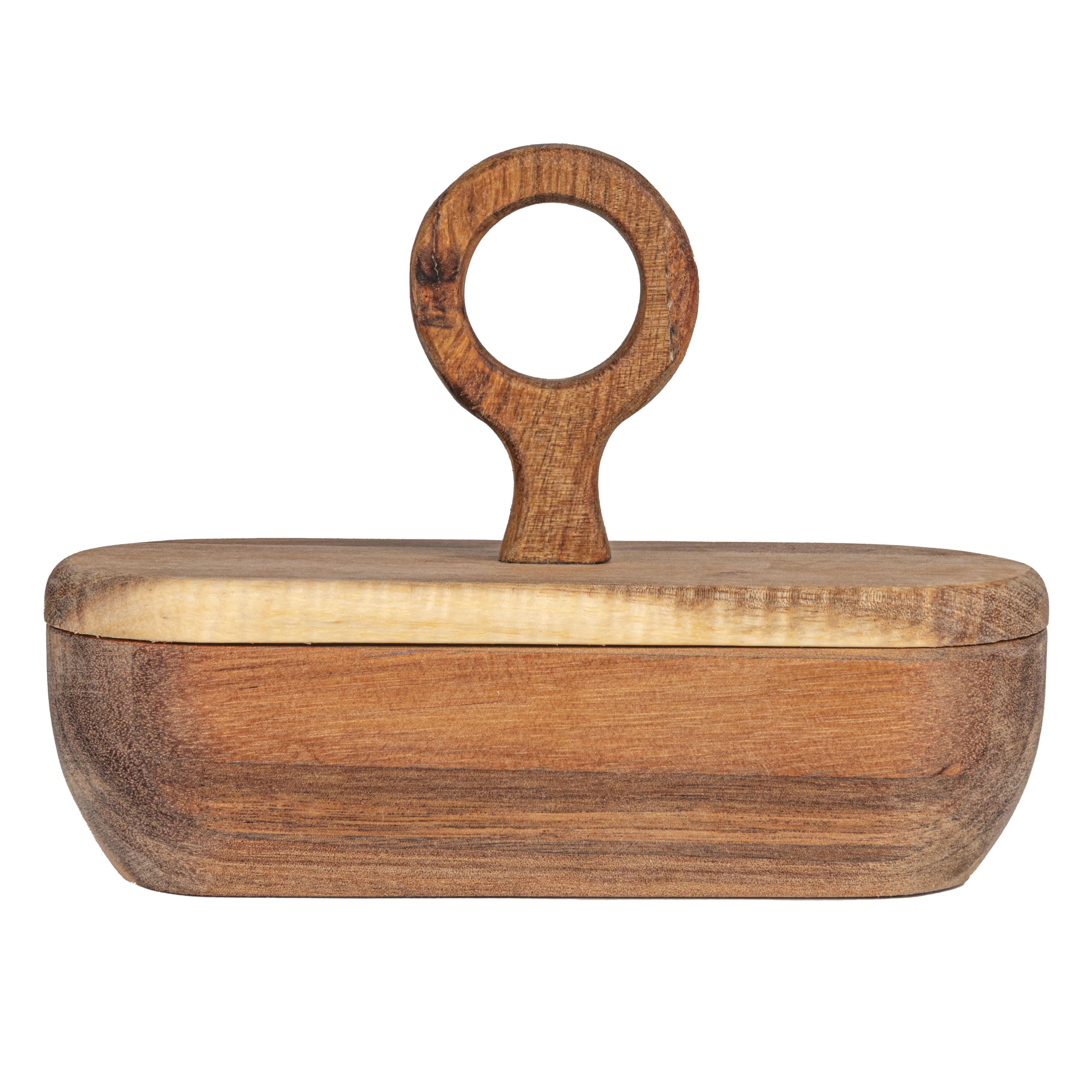 Hello Honey® 5" Acacia Wood Divided Container with Lid