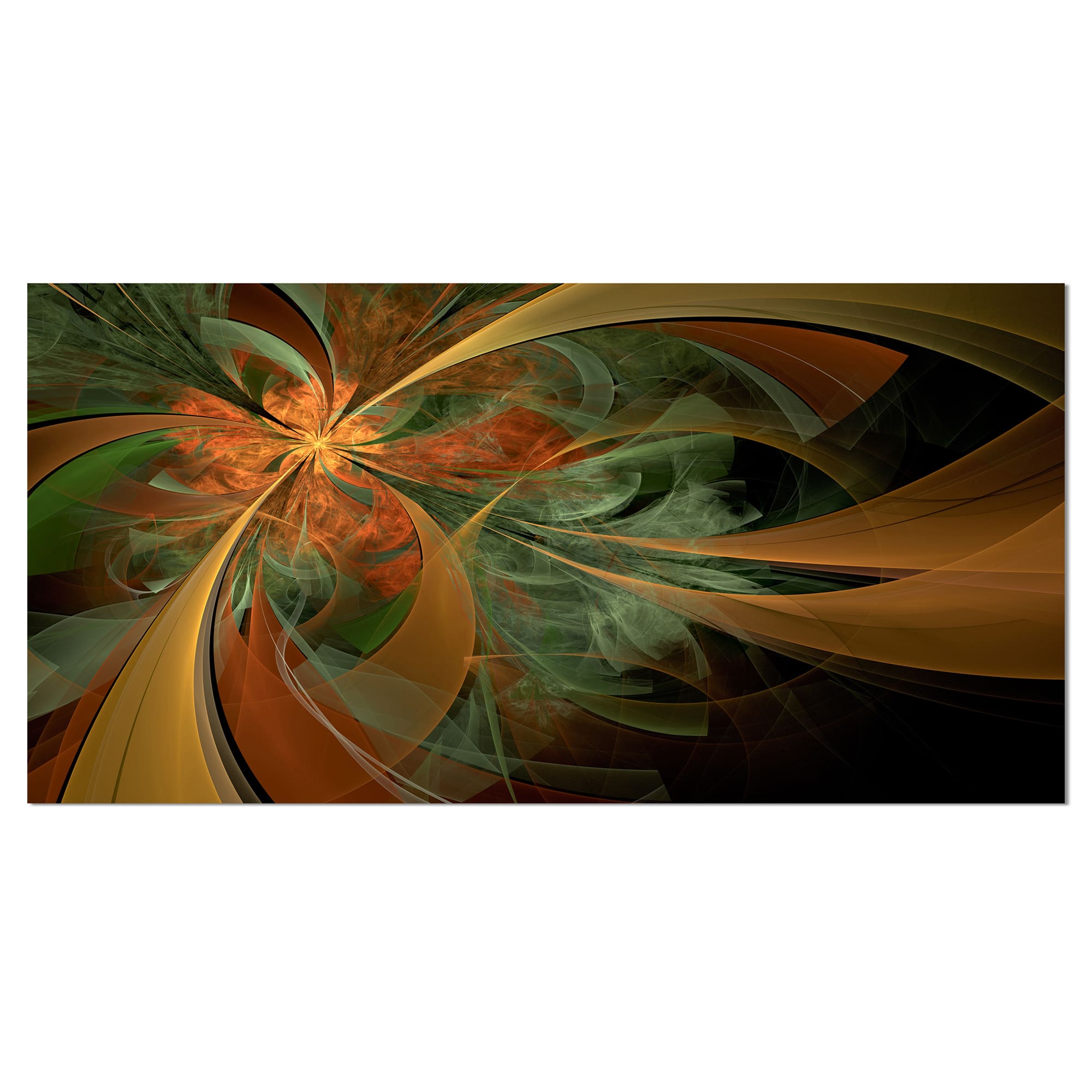 Designart - Symmetrical Orange Digital Fractal Flower