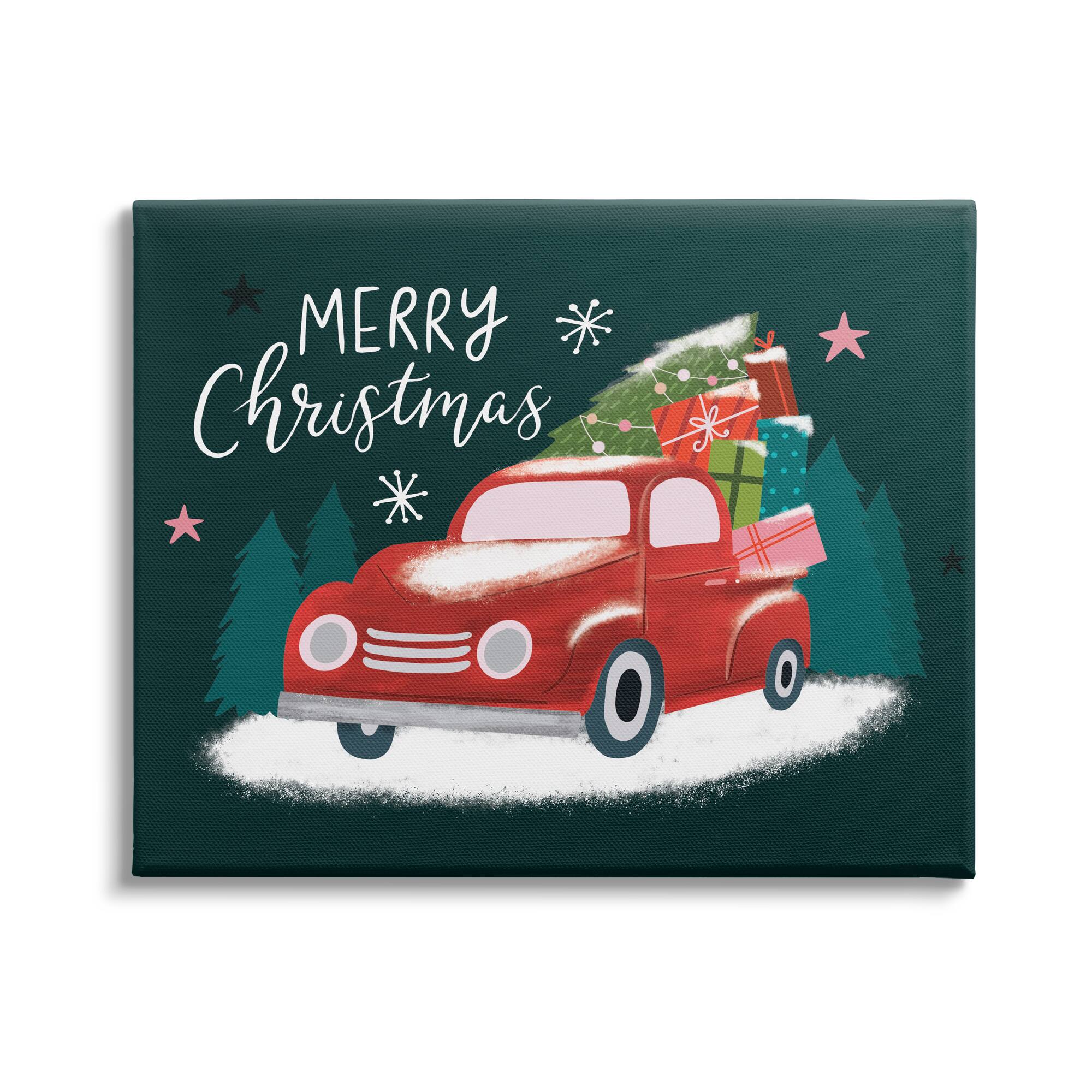 Stupell Industries Merry Christmas Gifts Truckload Canvas Wall Art