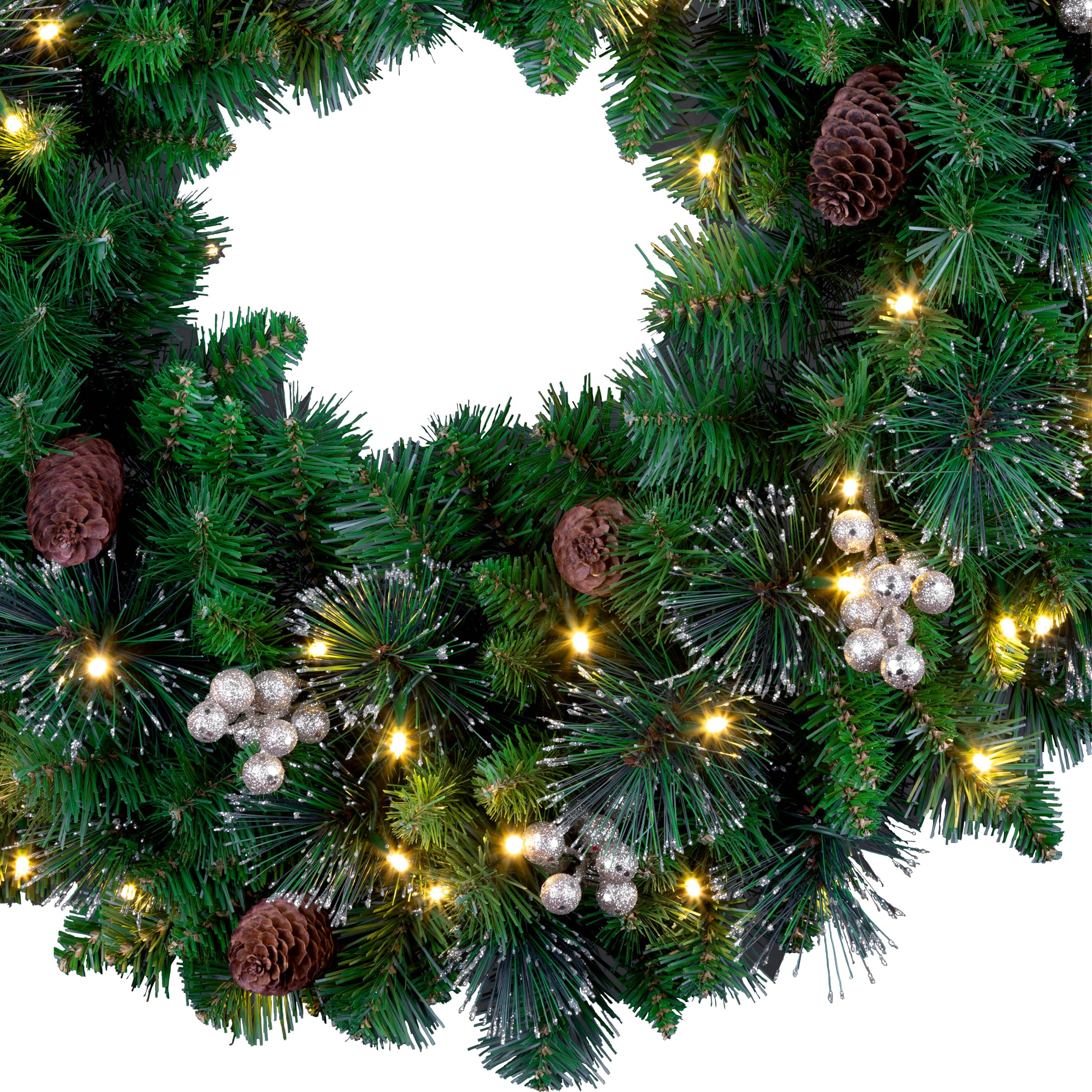 24" Crestwood® Clear Lights Pre-Lit Gold Spruce Wreath