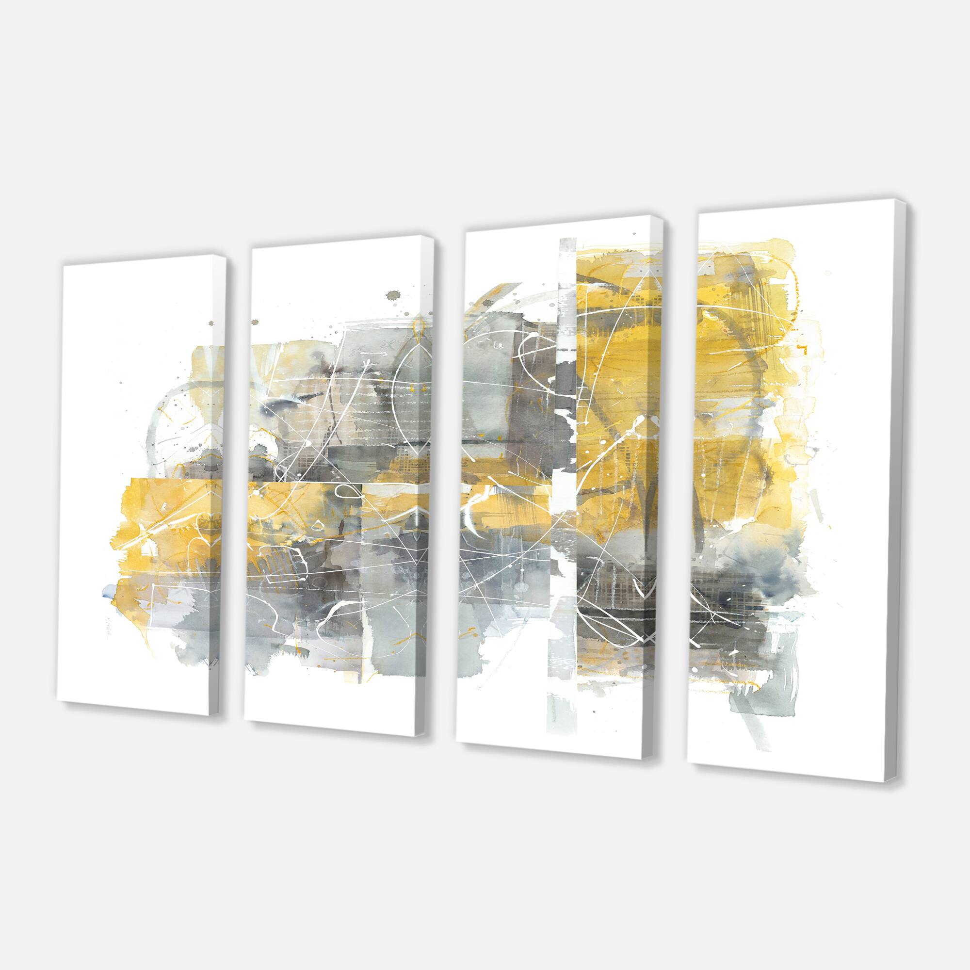 Designart - Moving In and Out of Traffic II Yellow Grey