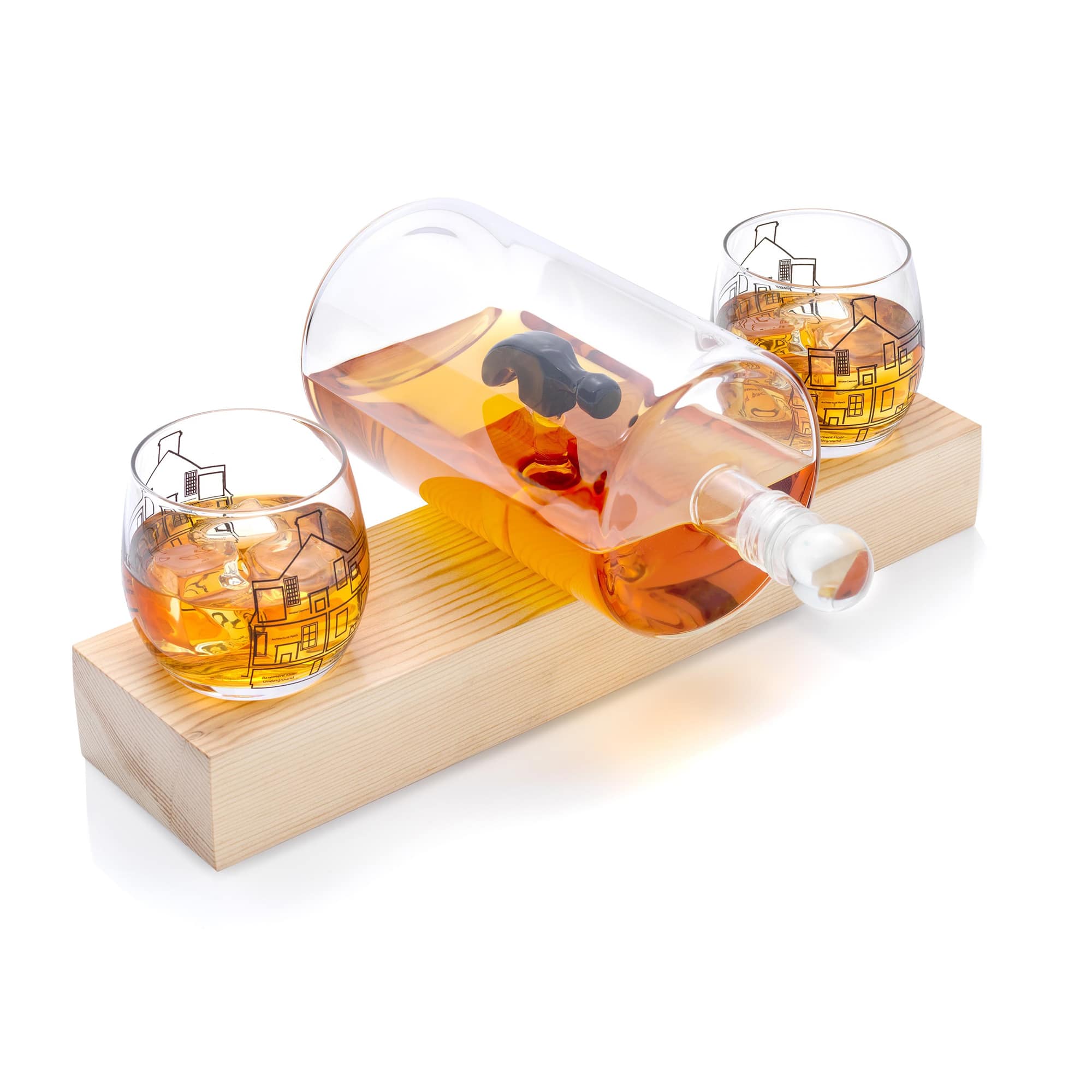 JoyJolt® Hammer Crystal Whiskey Decanter & Glasses Set