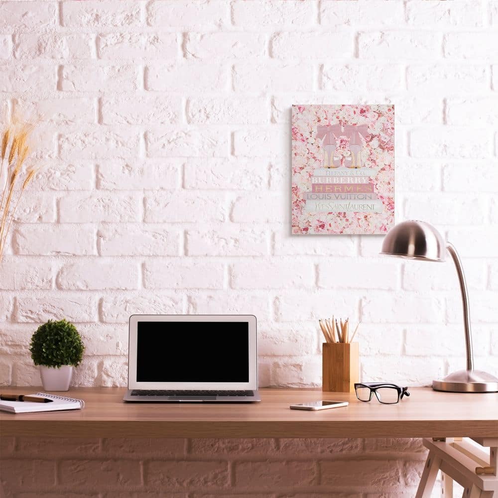 Stupell Industries Pink Fashion Heals with Glam Books and Rose Details Canvas Wall Art
