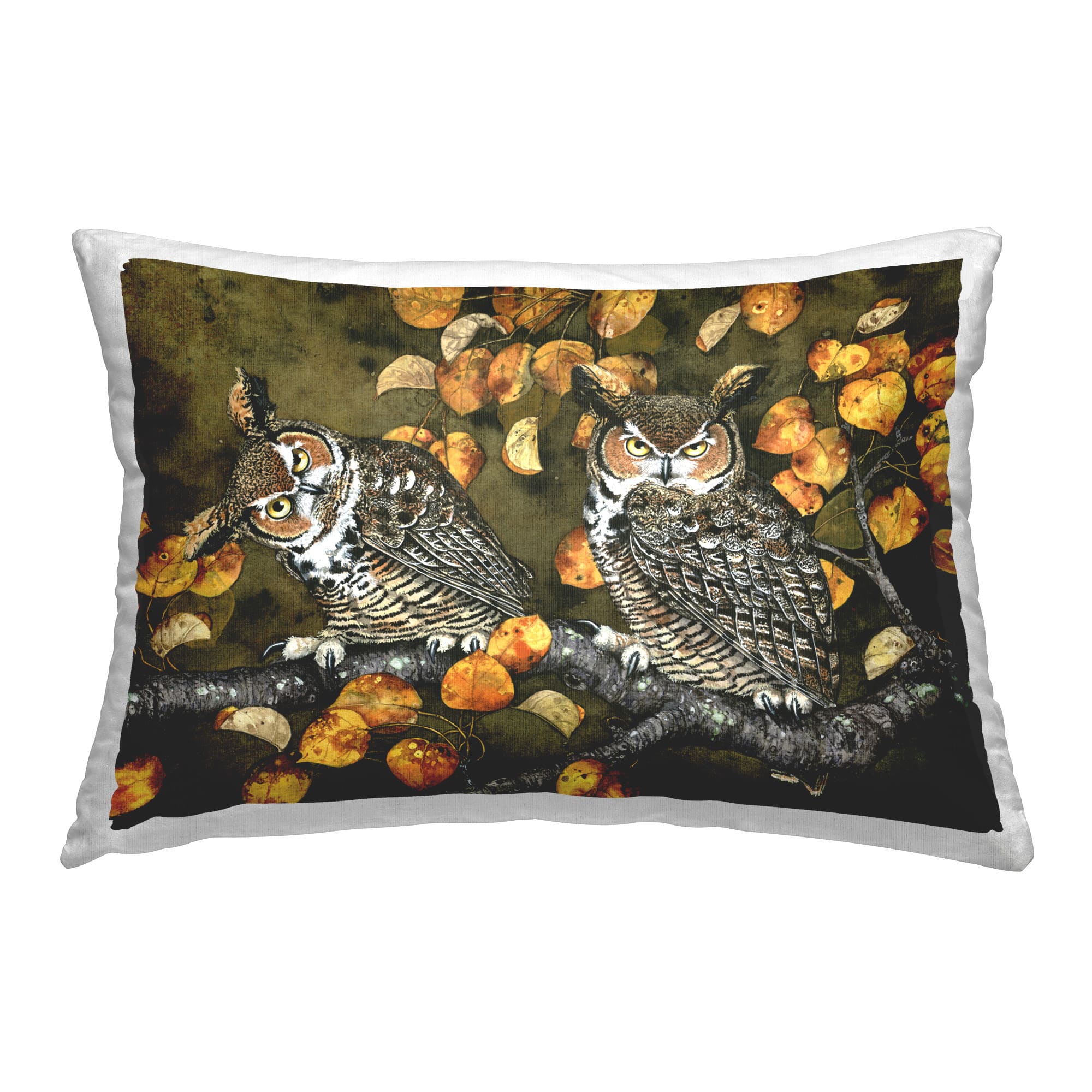 Stupell Industries Inquisitor Owls Autumn Branch Decorative Printed Throw Pillow