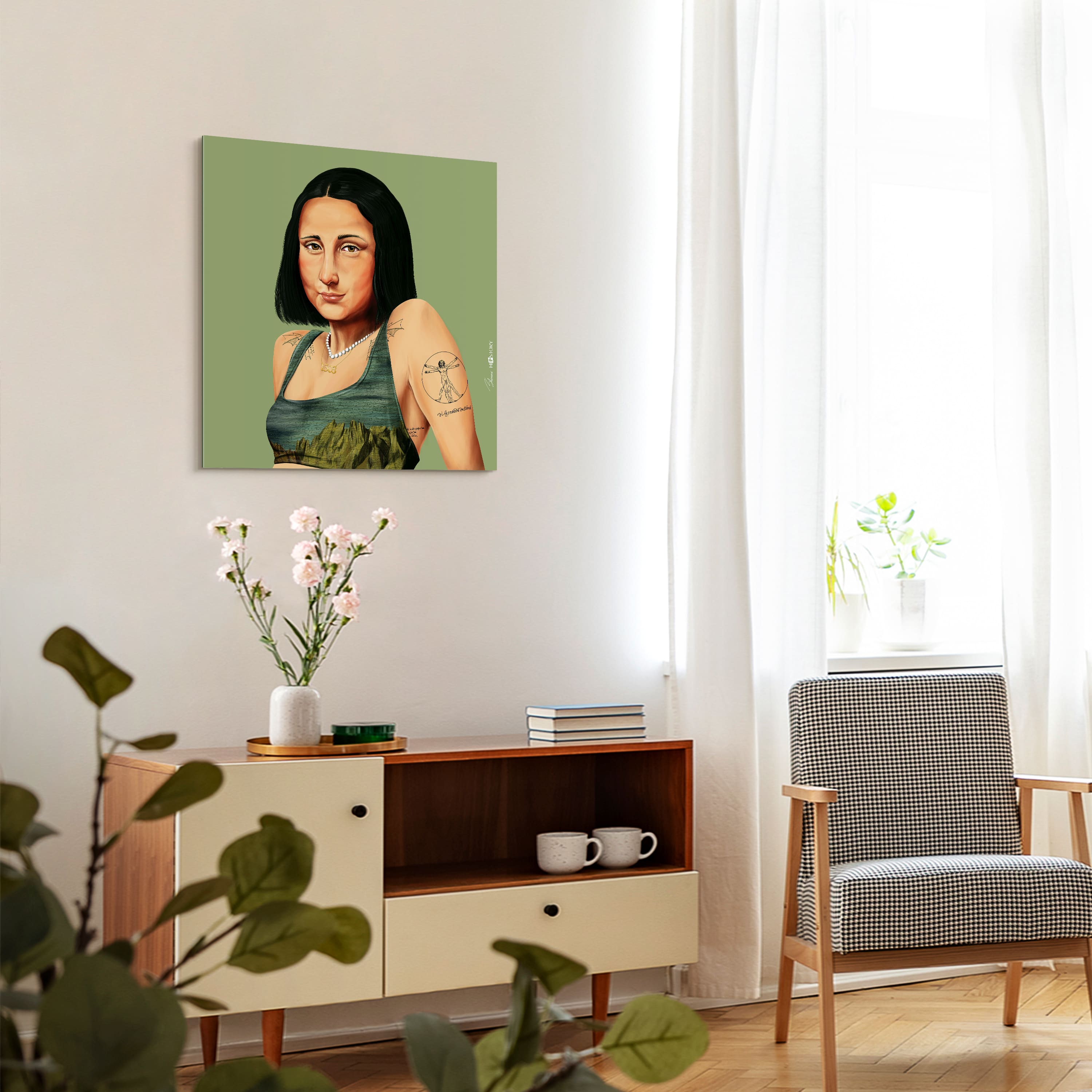 Empire Art Direct Hipstory™ 24" x 24" Hip Mona Lisa Frameless Free Floating Printed Tempered Glass Wall Art