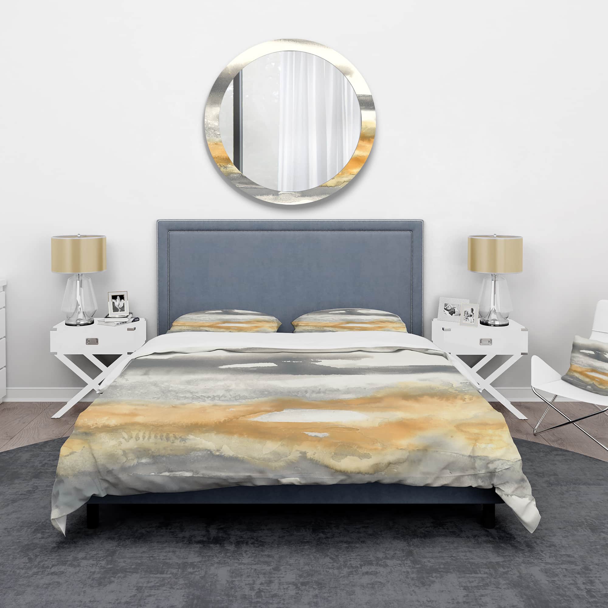 Designart 'Gold Glamour Direction I' Glam Bedding Set - Duvet Cover & Shams