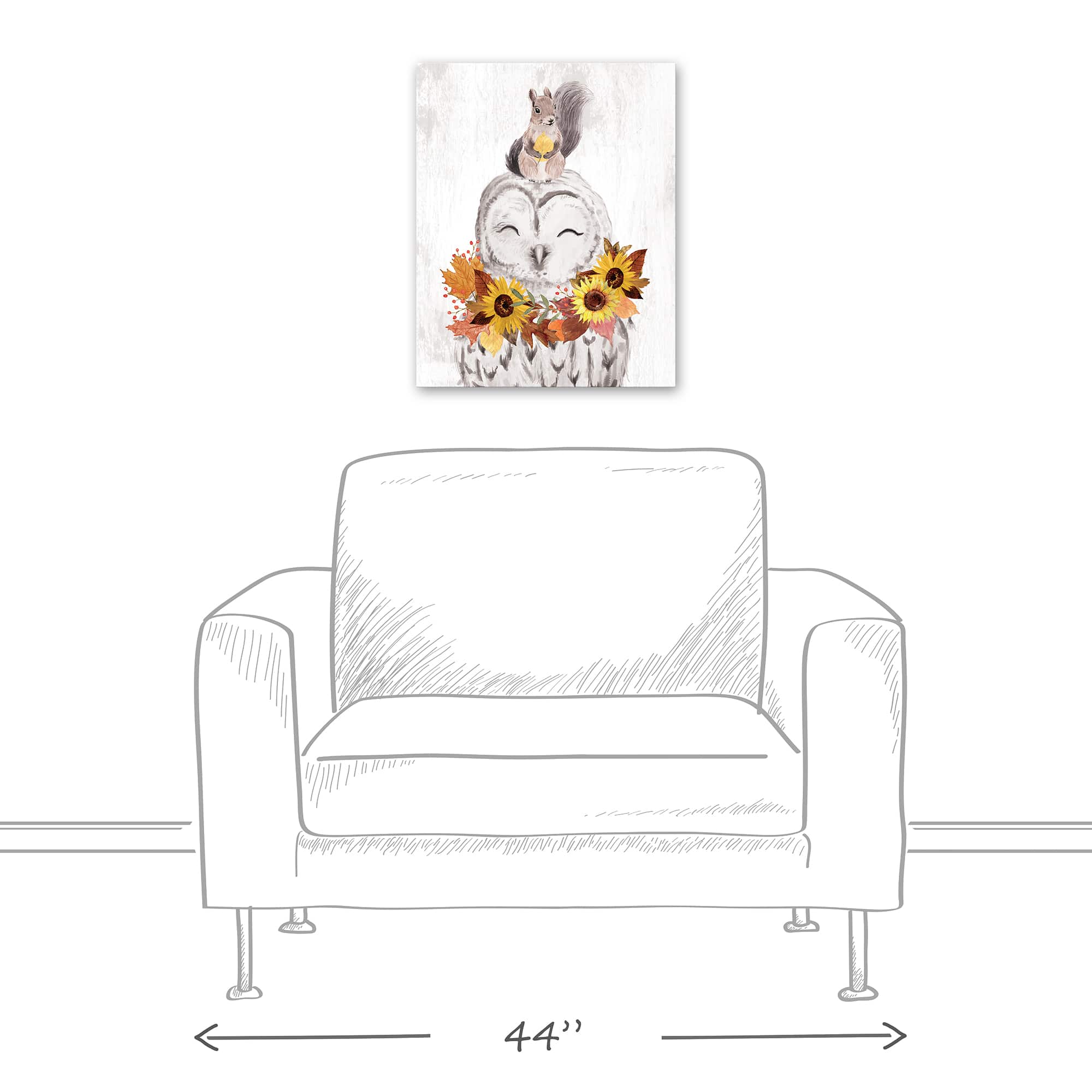 Owl & Squirrel Canvas Wall Art
