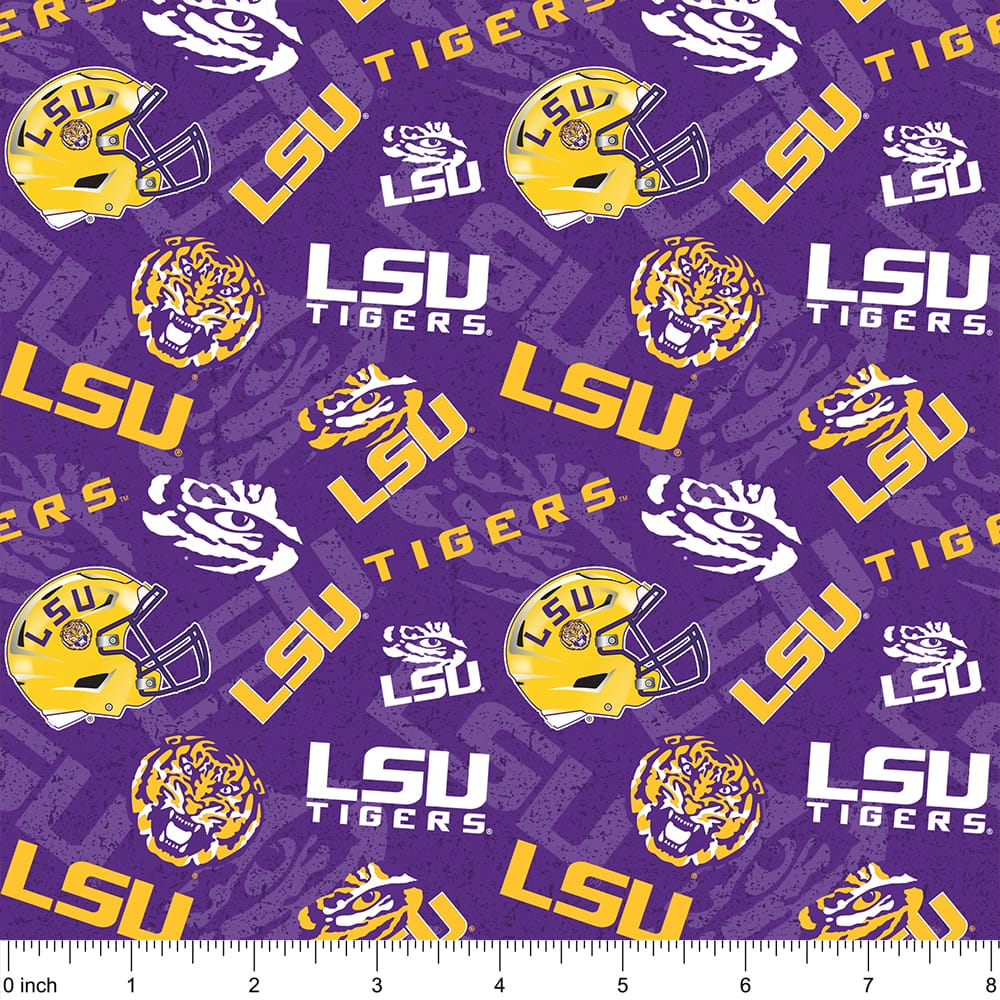 NCAA Louisiana State University Tigers Logo Tone-on-Tone Cotton Fabric
