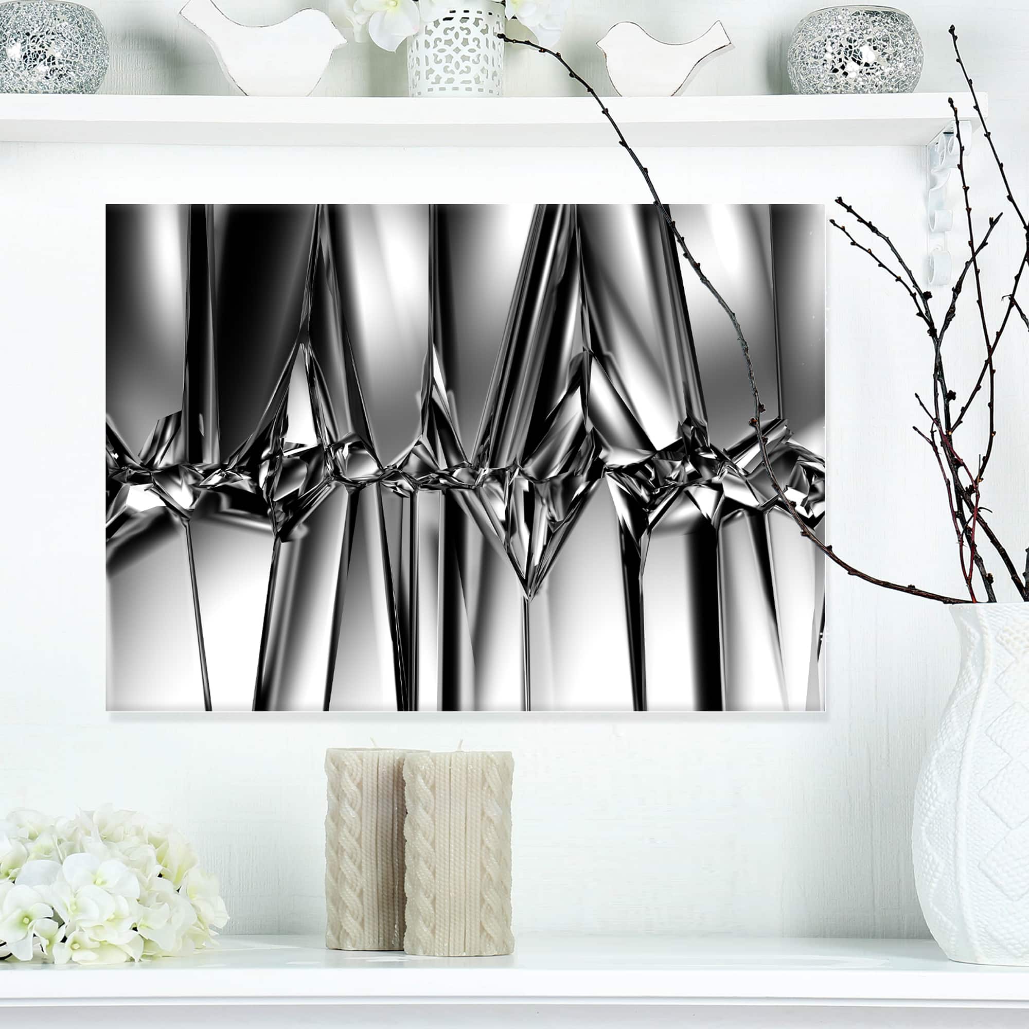 Designart - Black White Crystal Background