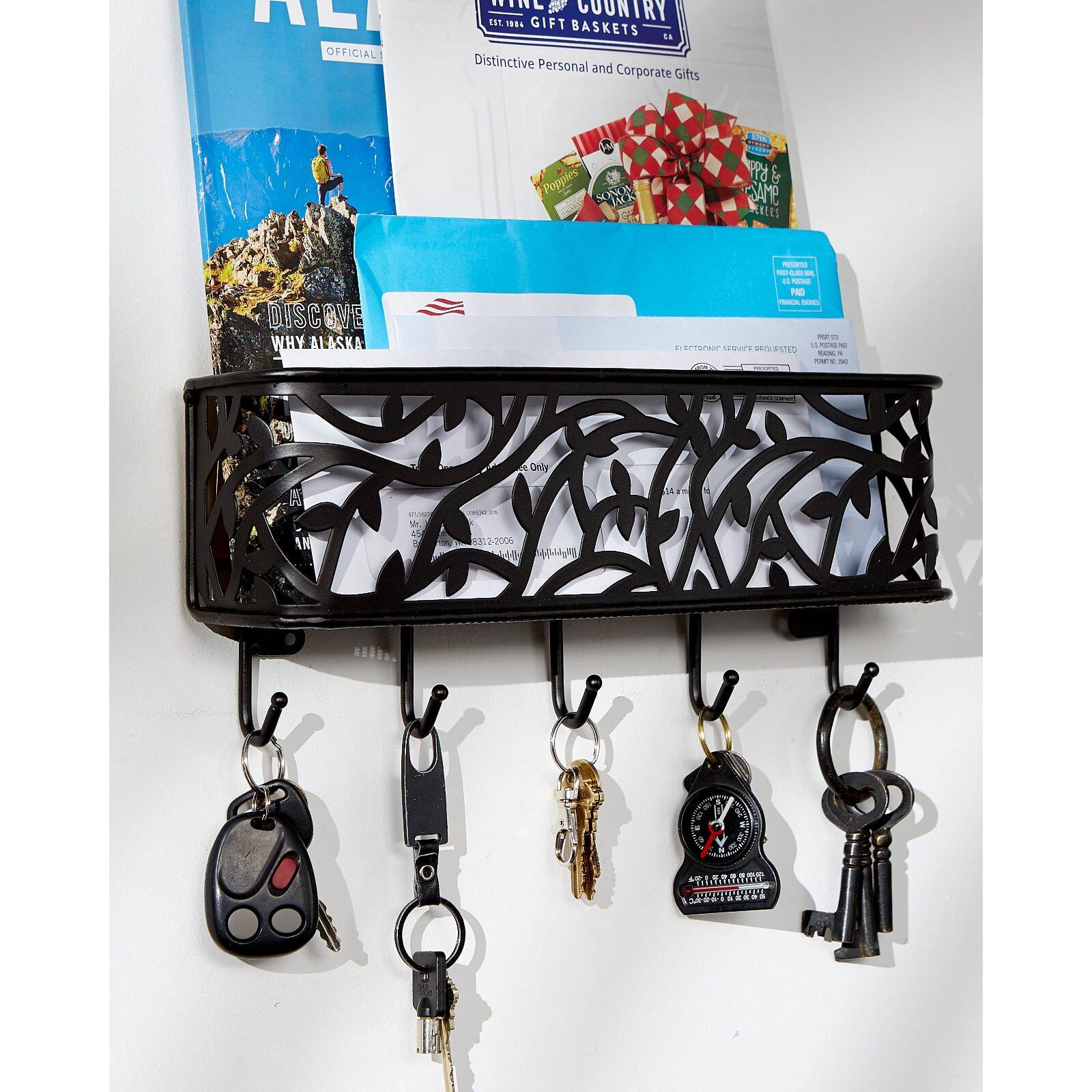 DII® 13" Black Mail & Key Organizer Wall Mount