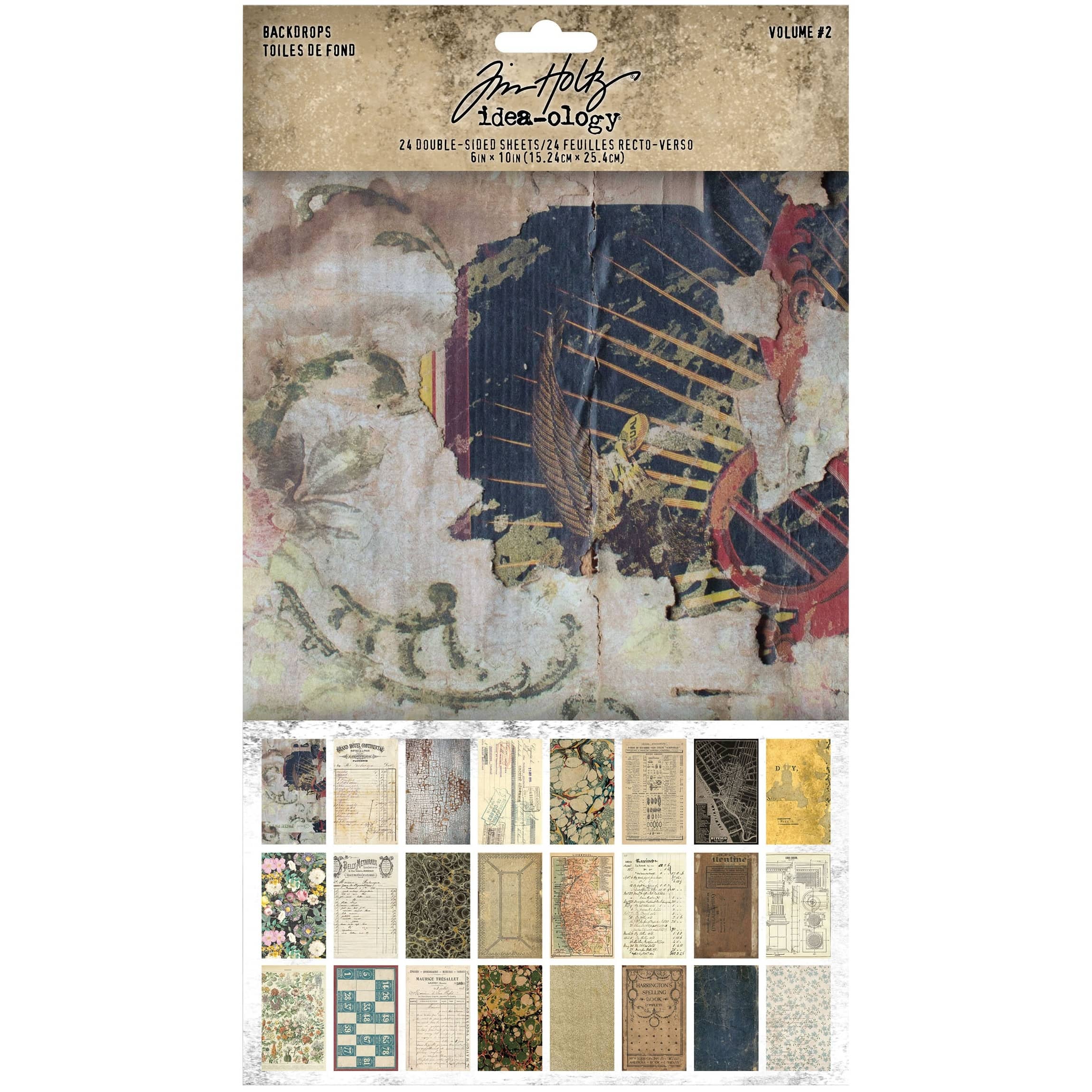 Idea-Ology Volume No.2 Backdrops 6" x 10" Double-Sided Cardstock, 24 Sheets