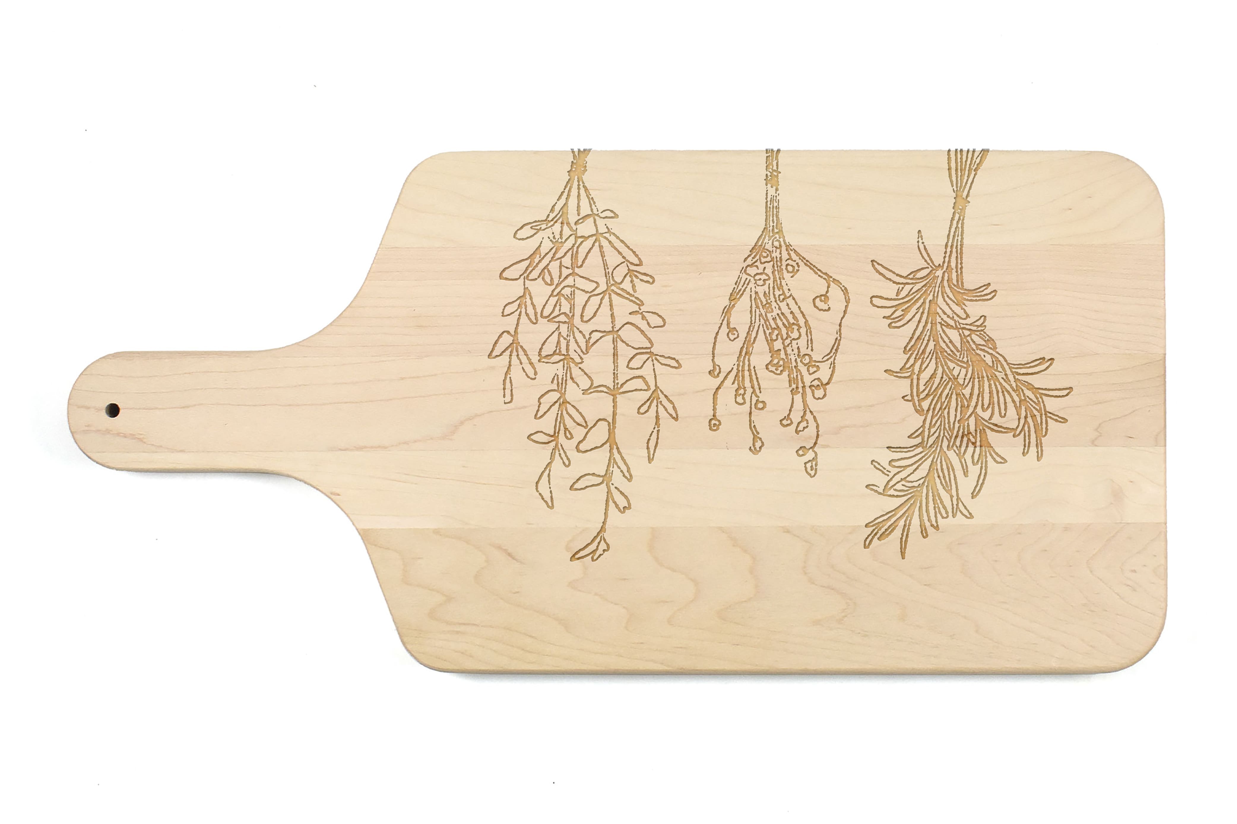 Dried Herbs 17" x 8" Maple Paddle Cutting Board
