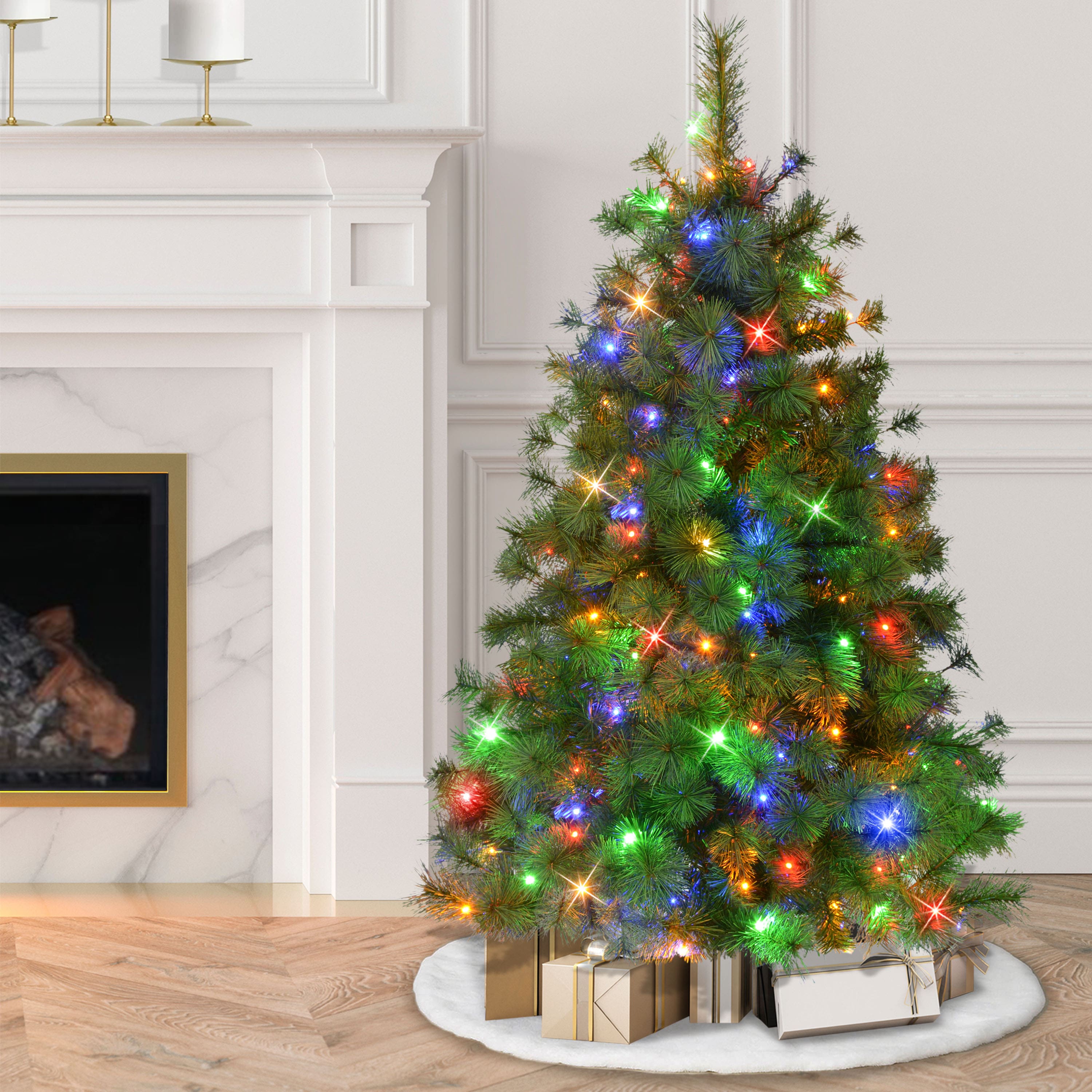 4.5ft. Pre-Lit Colorado Pine Artificial Christmas Tree, Dual Function LED Lights