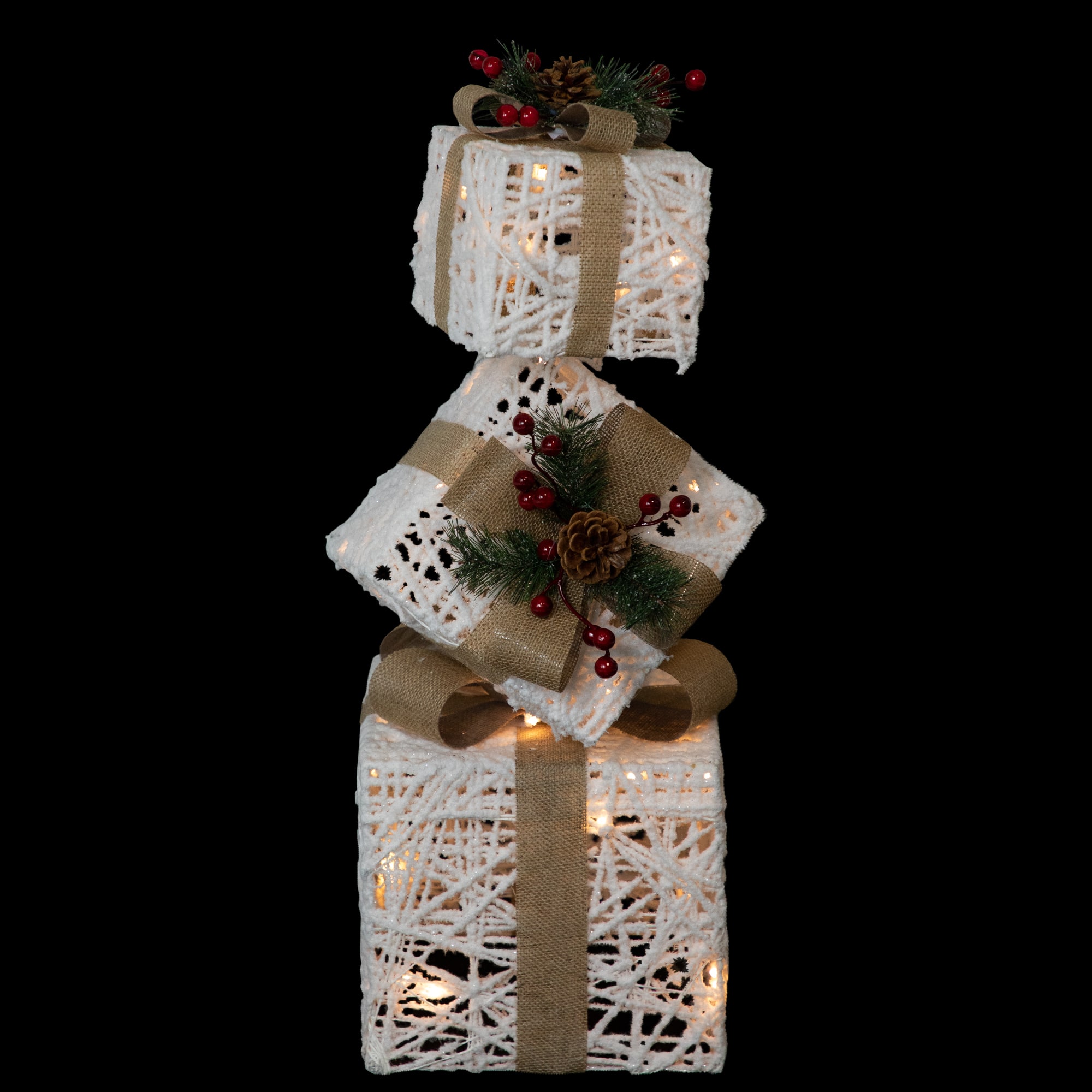 LED Lighted Stacked Gift Boxes Christmas Decoration - 25.25" - White and Beige By Northlight | Michaels®