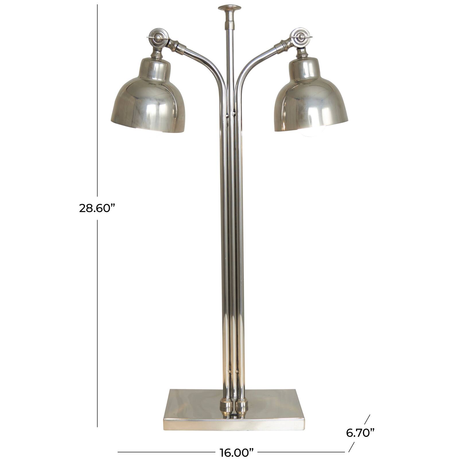 2ft. Silver Stainless Steel Desk Lamp with Dual Shades