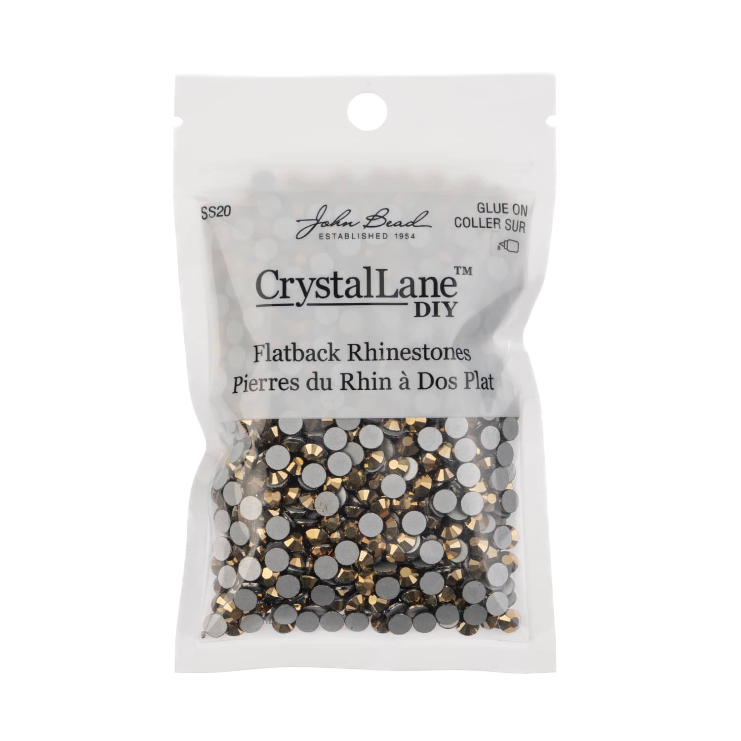John Bead Crystal Lane SS20 Metallic Glass Round Flatback Rhinestones, 1,440ct.