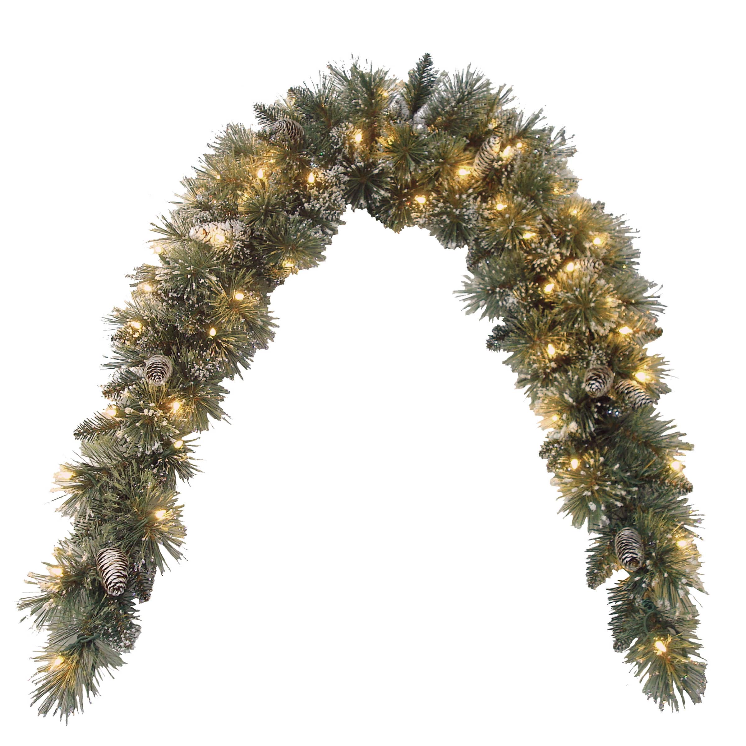 6ft. Pre-lit Glittery Bristle® Artificial Christmas Pine Mantle Swag with Pine Cones and Clear Lights