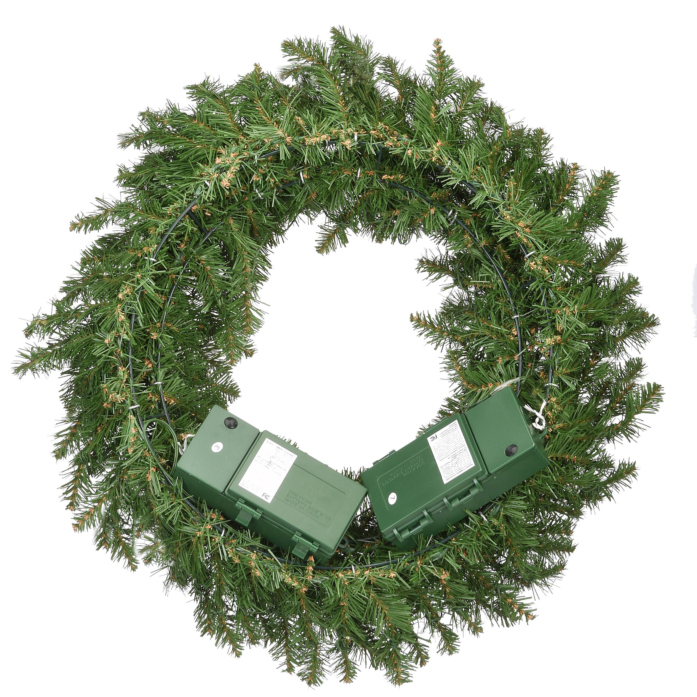 24" Kingswood® Fir Wreath with 250ct. Warm White Battery Operated LED Infinity™ Lights