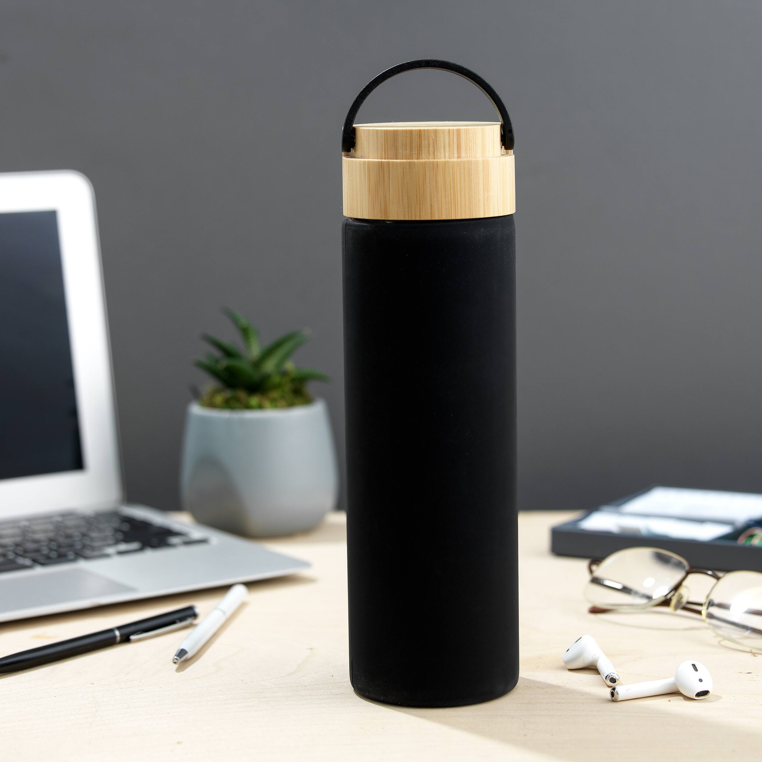 JoyJolt® 20oz. Glass Water Bottle with Carry Strap & Non Slip Silicone Sleeve