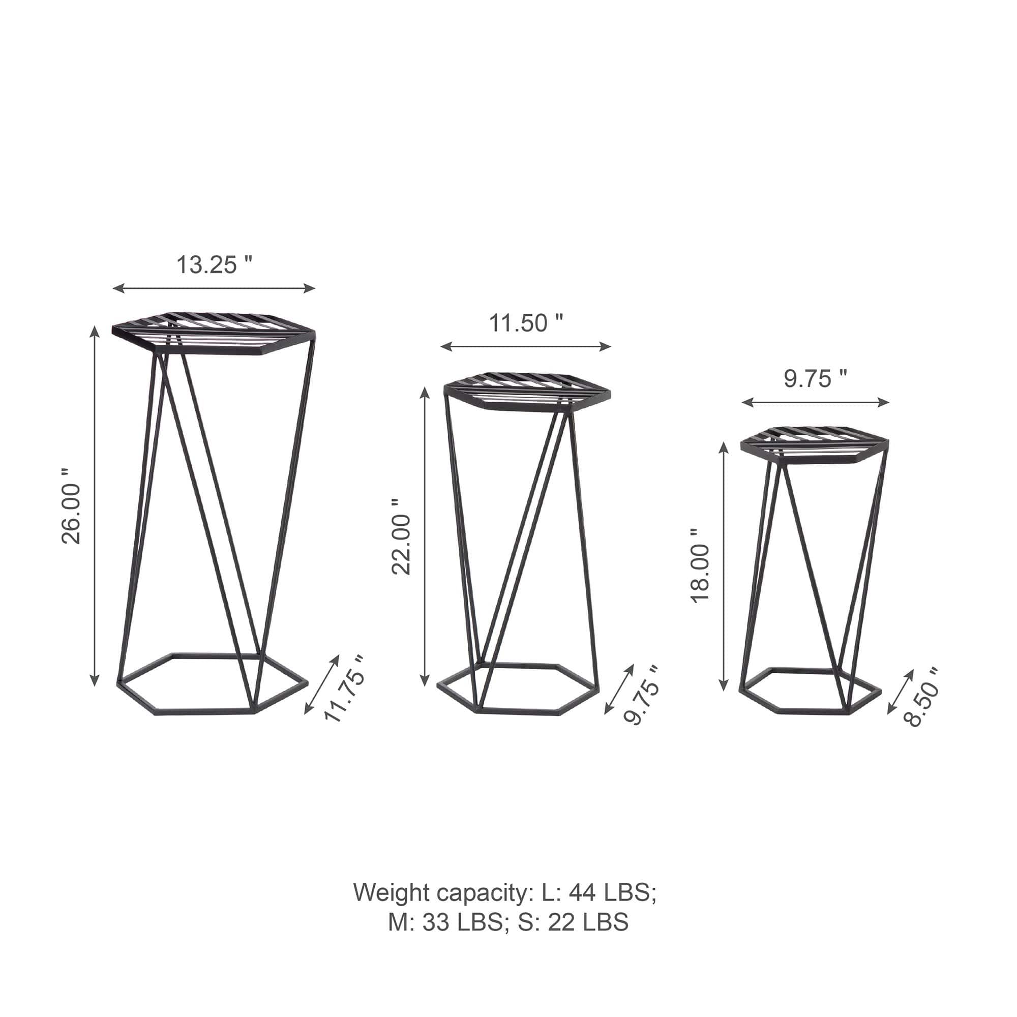 Glitzhome® Modern Hexagon Black Metal Planter Set