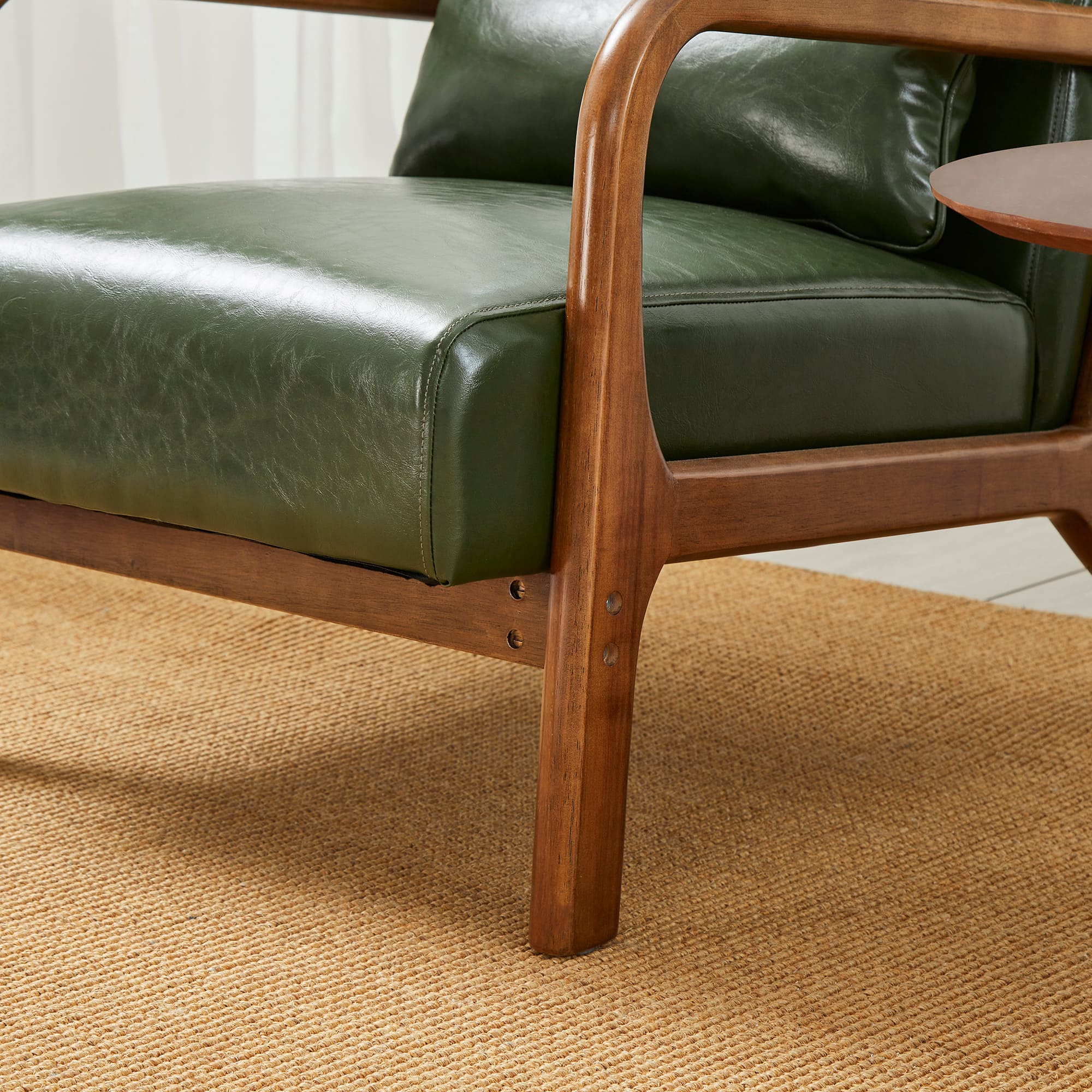 Glitzhome® Mid-Century Faux Leather Accent Chair