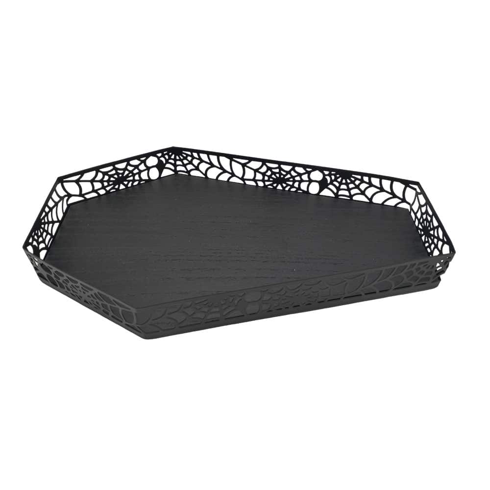 12" Black Spiderweb Coffin Tray by Ashland®