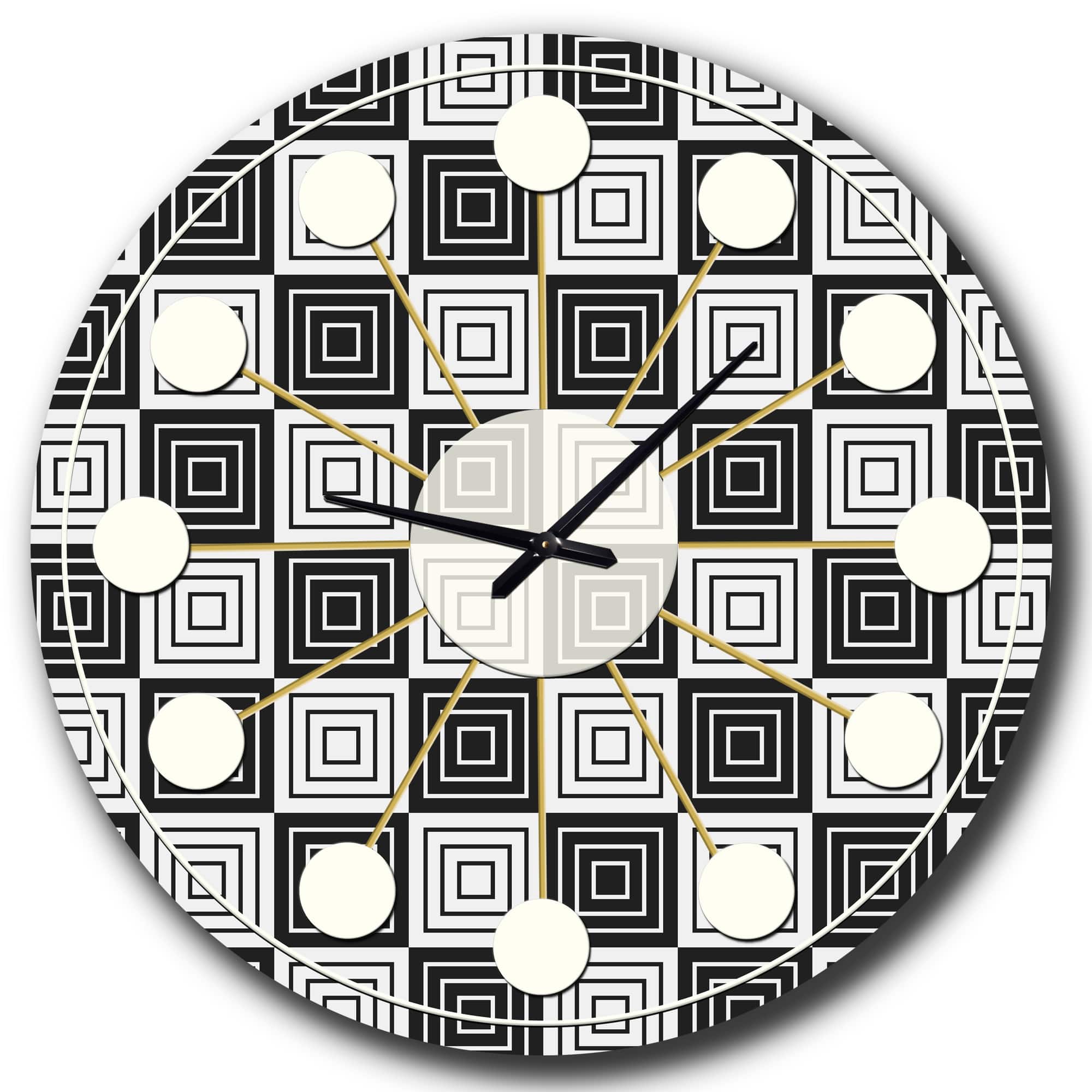 Designart 'Monochrome Geometric Pattern Xi Mid-Century Modern Wall Clock