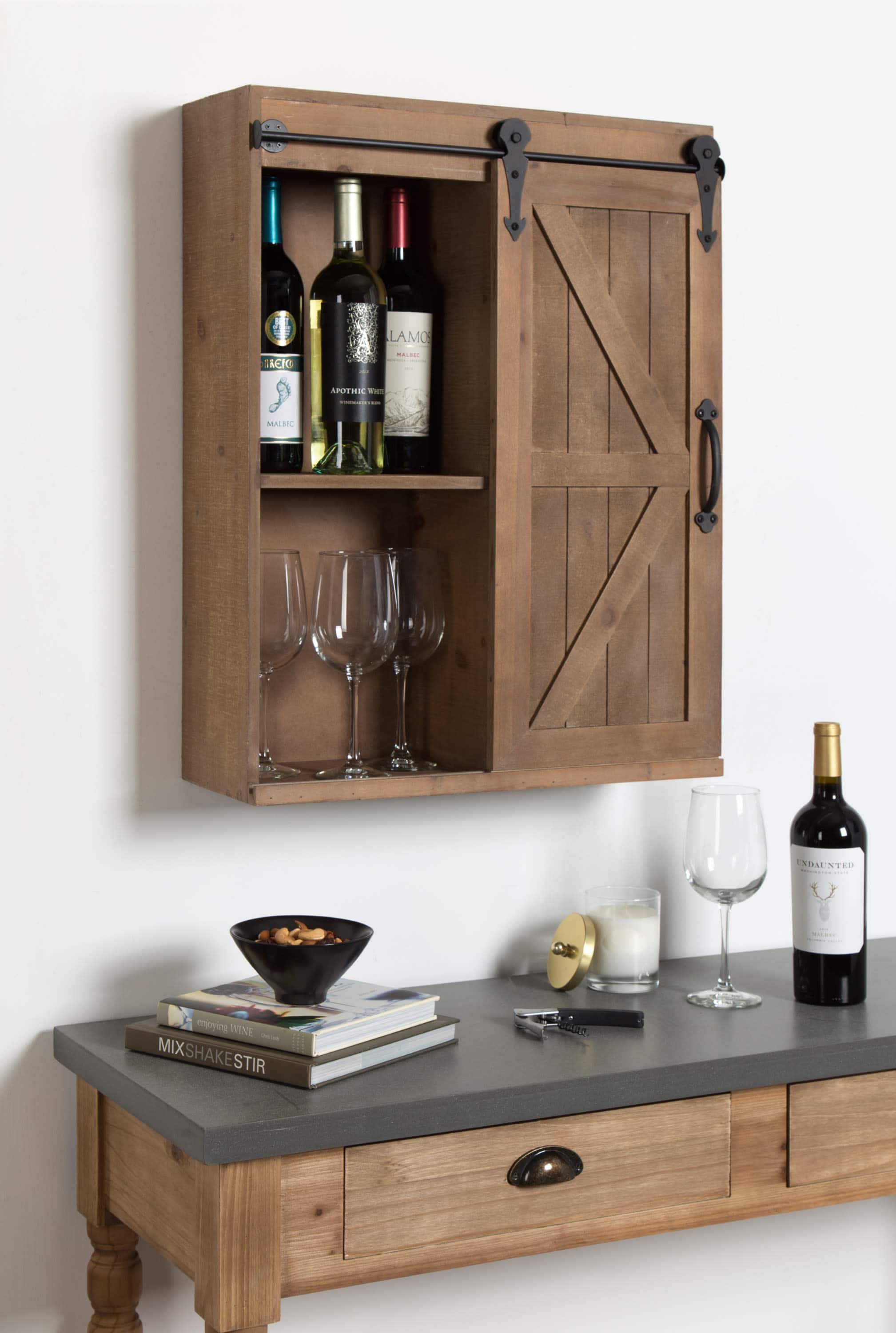 Kate and Laurel Cates Wood Sliding Barn Door Wall Storage Cabinet