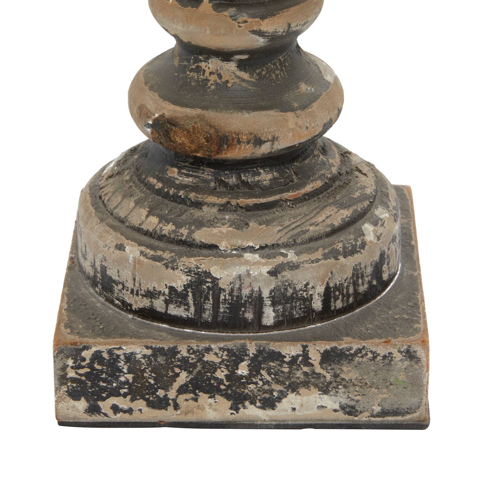 Distressed Brown Wood Traditional Candle Holder Set, 3ct. 
