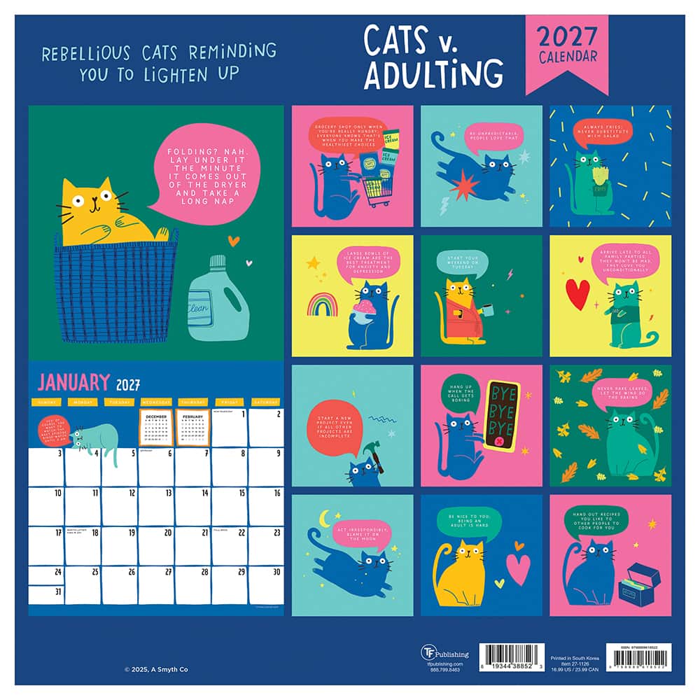 2027 Cat vs Adulting Wall Calendar
